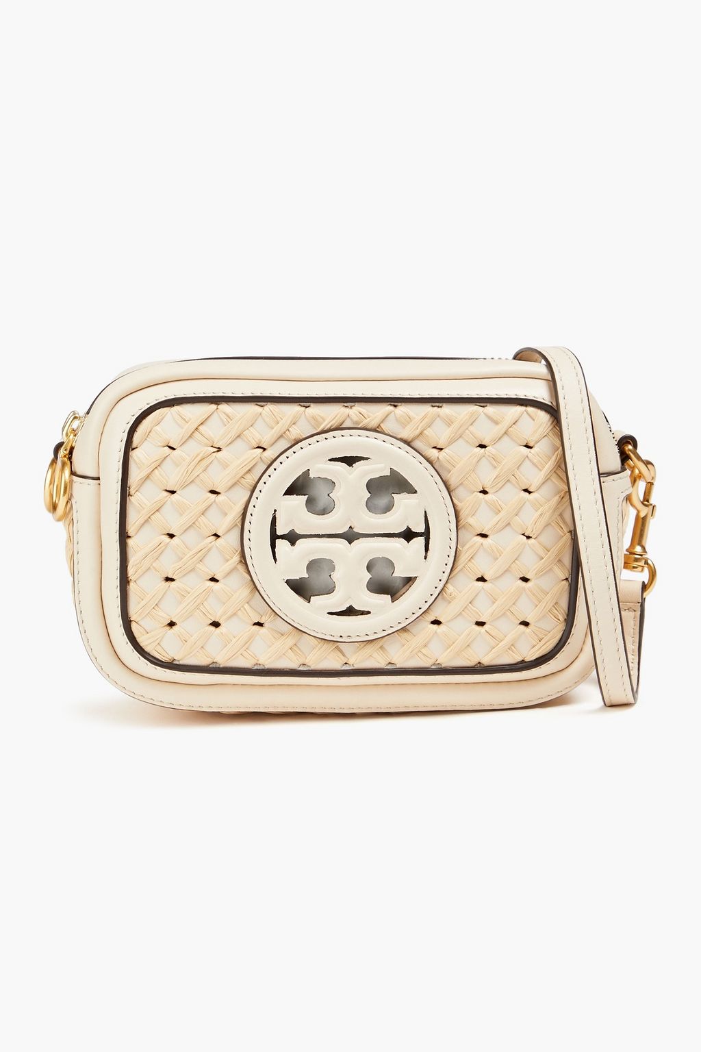 TORY BURCH Perry pebbled leather and straw shoulder bag | Sale up to 70%  off | THE OUTNET