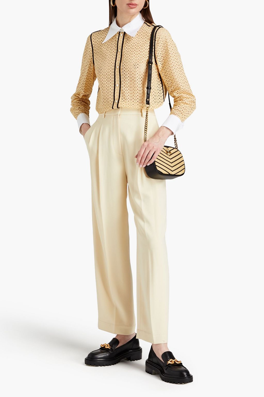 TORY BURCH Hemd aus Baumwolle mit Popelinebesatz und Lochstickerei