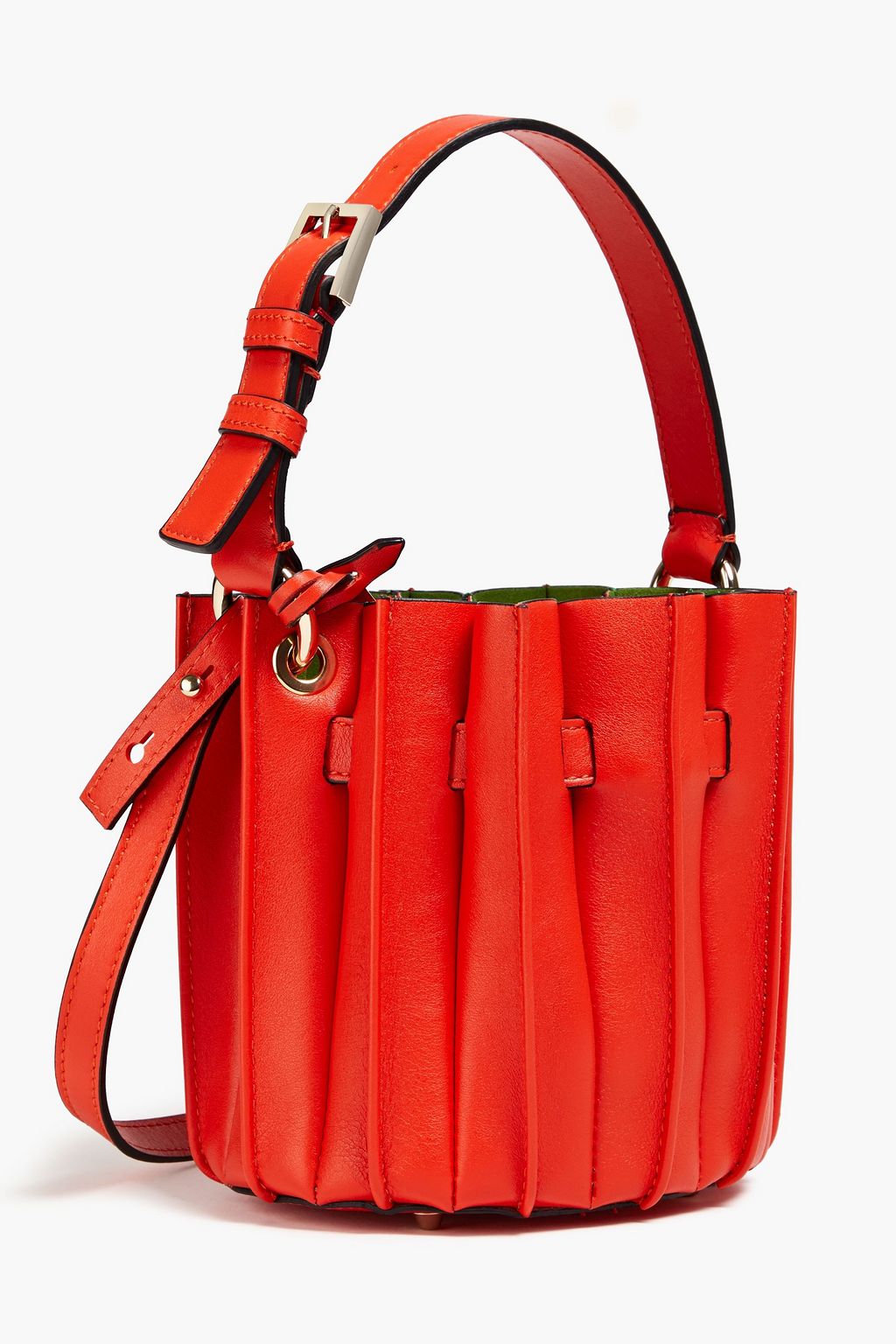 SARA BATTAGLIA Plissé leather bucket bag