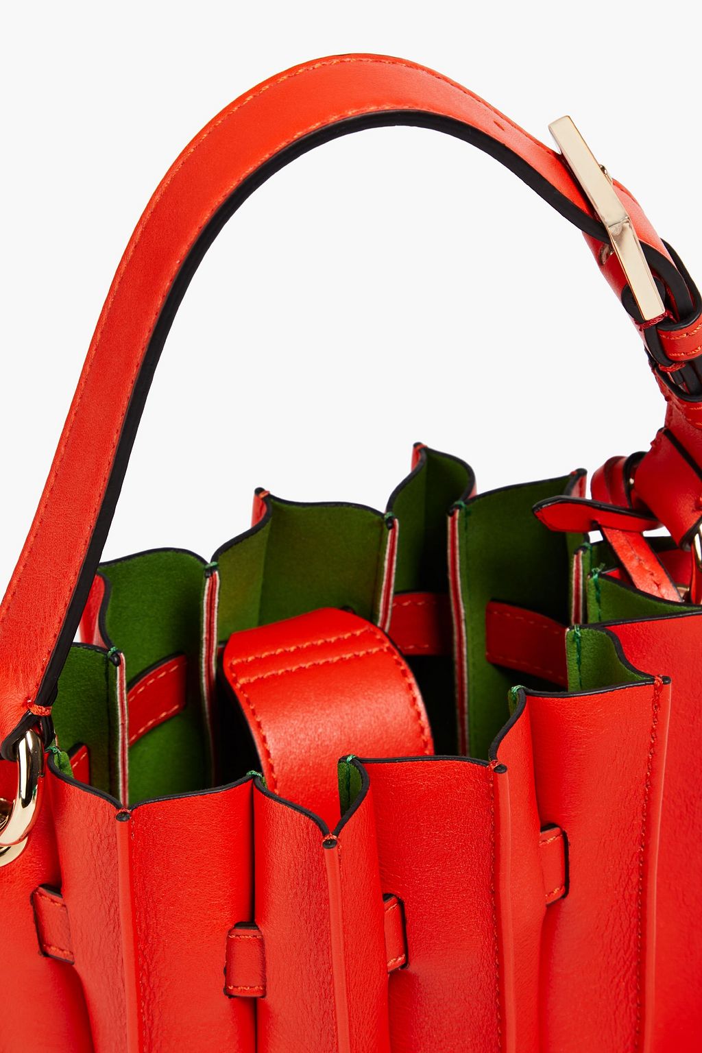 SARA BATTAGLIA Plissé leather bucket bag
