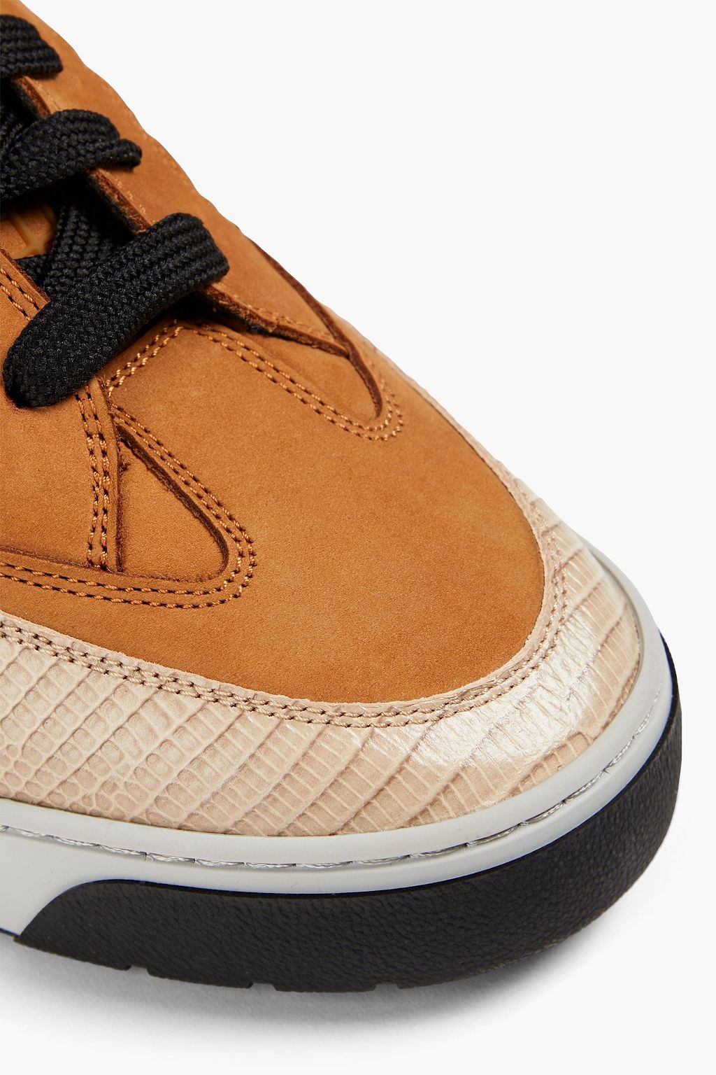 MAISON MARGIELA Mesh, nubuck and lizard-effect leather sneakers
