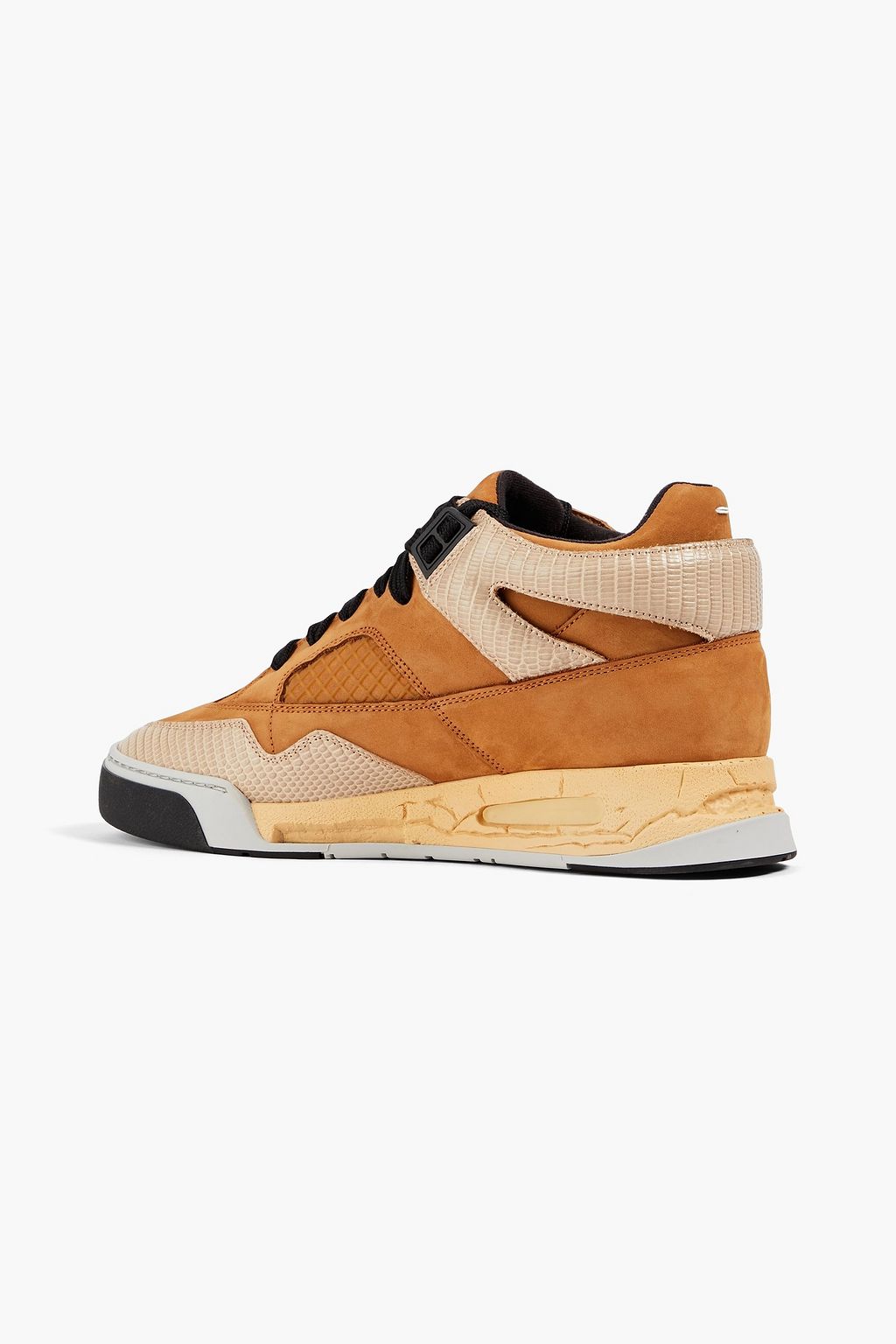 MAISON MARGIELA Mesh, nubuck and lizard-effect leather sneakers