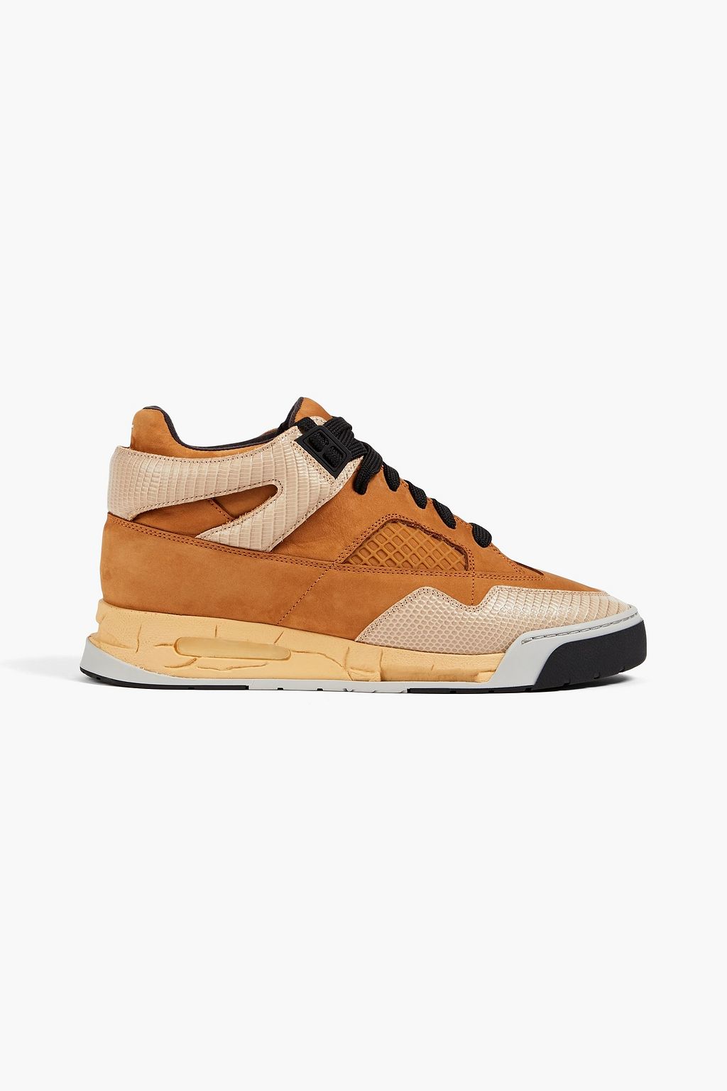 MAISON MARGIELA Mesh, nubuck and lizard-effect leather sneakers | THE ...