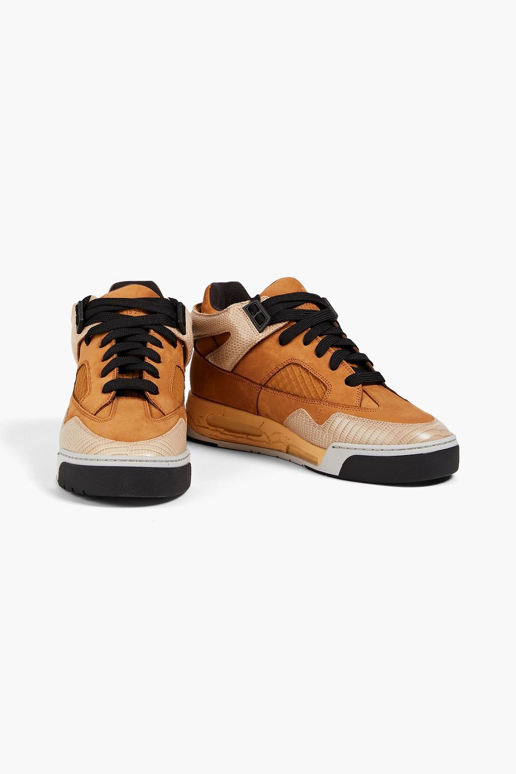 MAISON MARGIELA Mesh, nubuck and lizard-effect leather sneakers