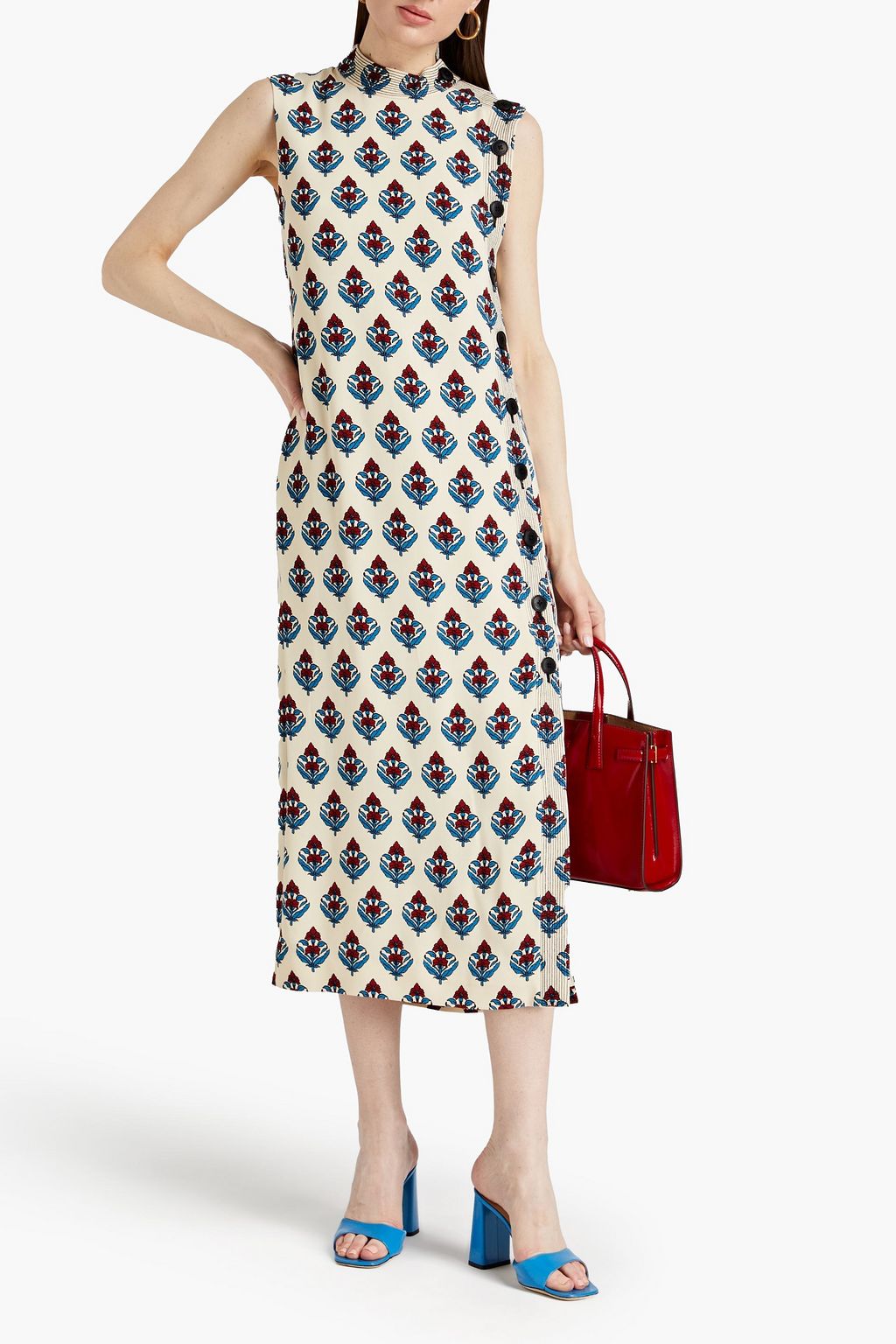 TORY BURCH 프린트 크레이프 미디 드레스