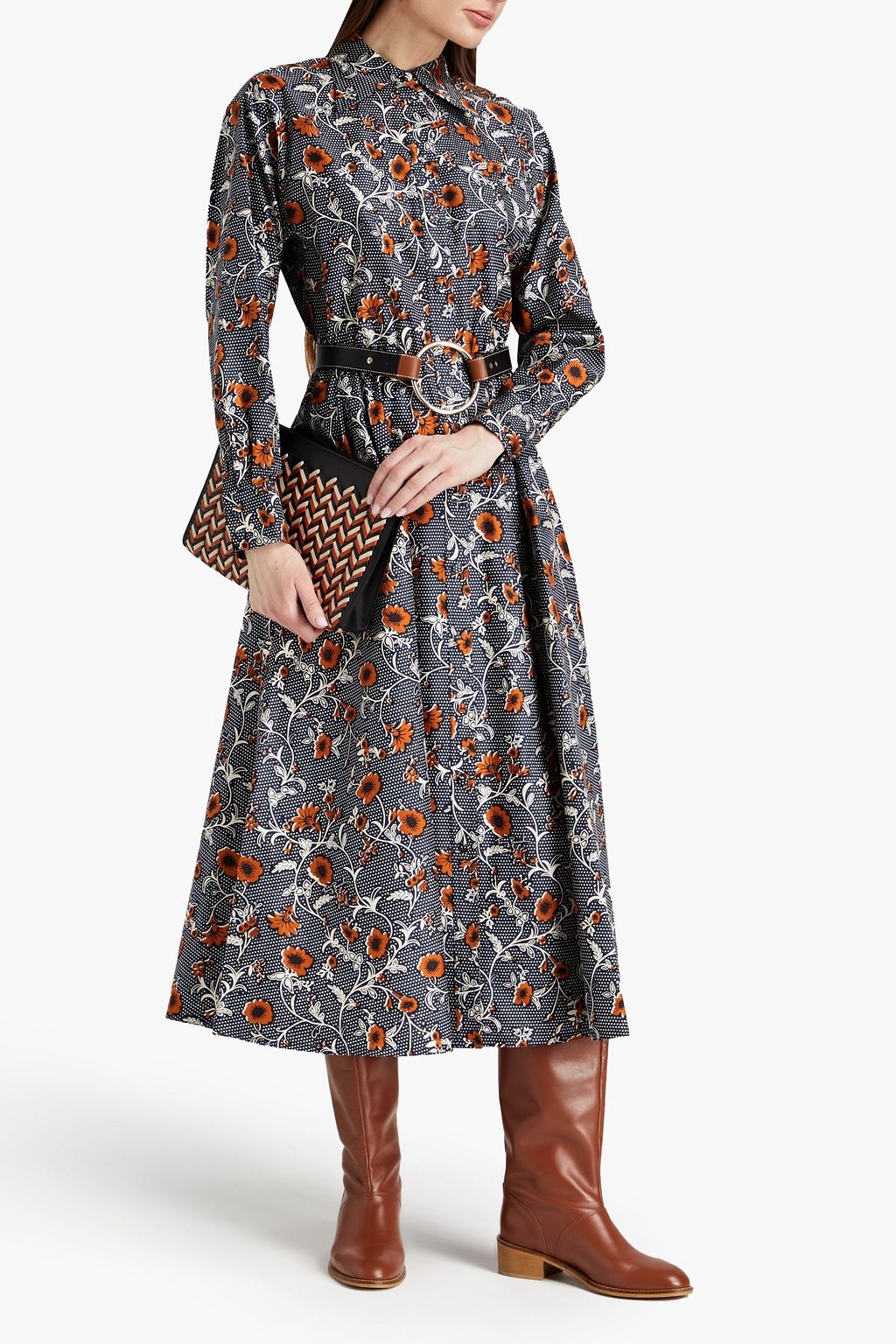 TORY BURCH Eleanor Midikleid aus Seiden-Twill mit floralem Print