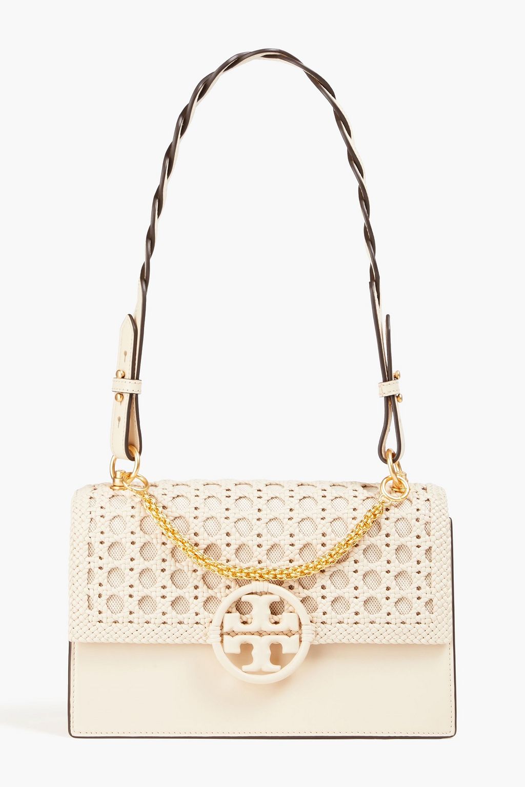 TORY BURCH Miller leather and canvas shoulder bag | Sale up to 70% off |  THE OUTNET