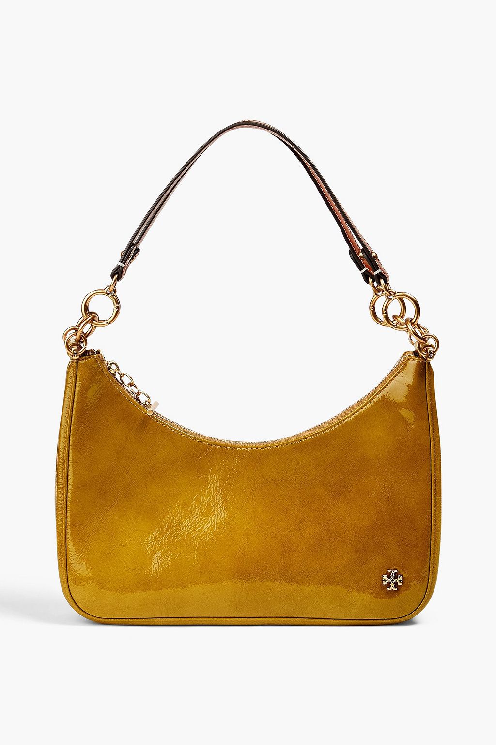 TORY BURCH Mercer crinkled patent-leather shoulder bag | Sale up to 70% off  | THE OUTNET