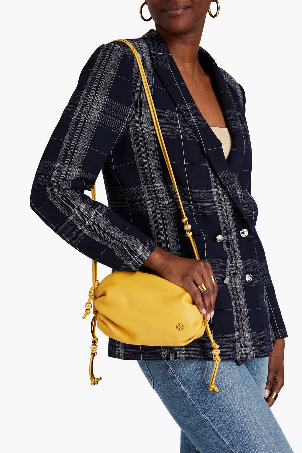 TORY BURCH レザー ショルダーバッグ ギャザー入り