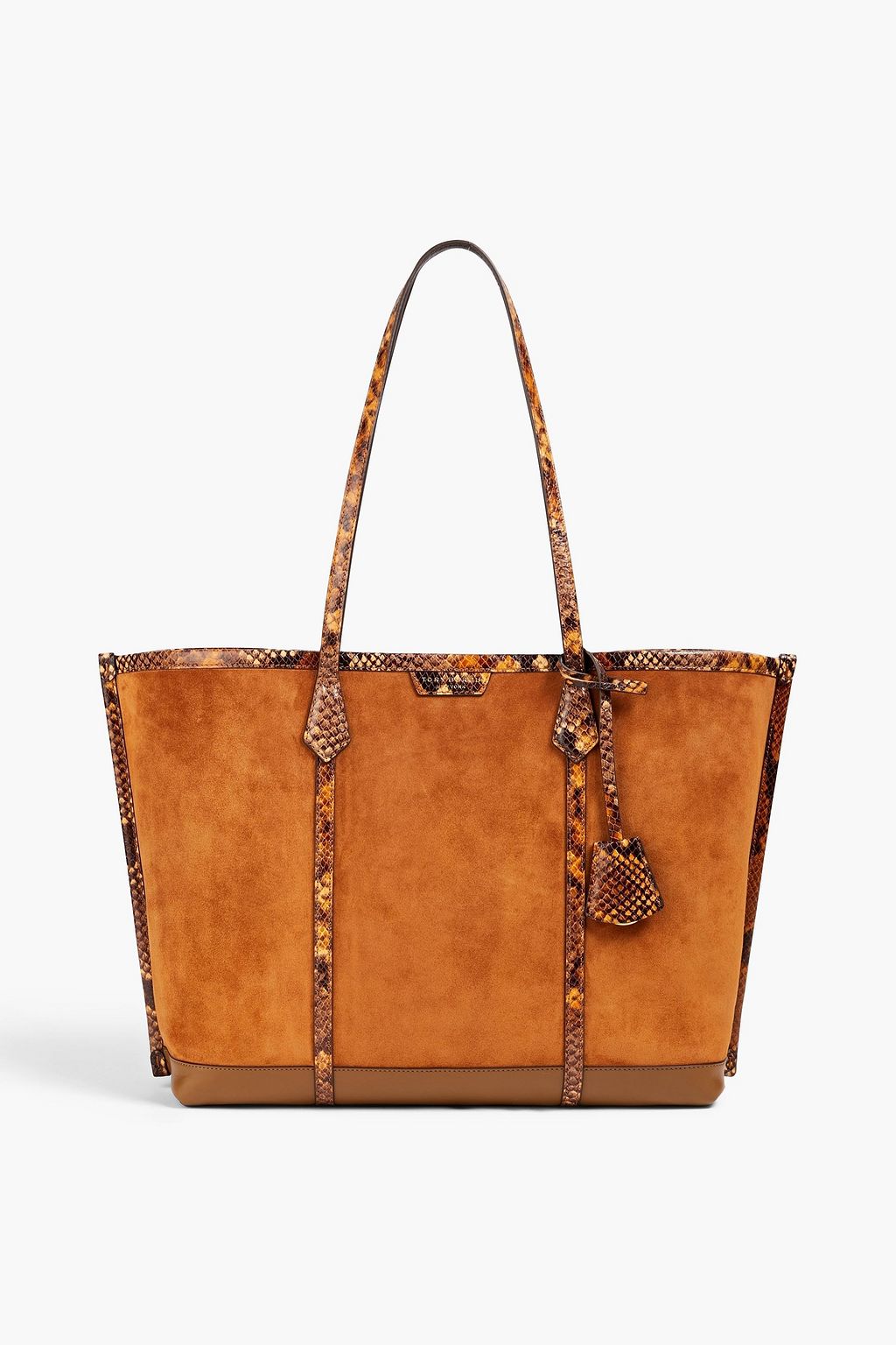 TORY BURCH Perry snake-effect leather-trimmed suede tote | Sale up to 70%  off | THE OUTNET