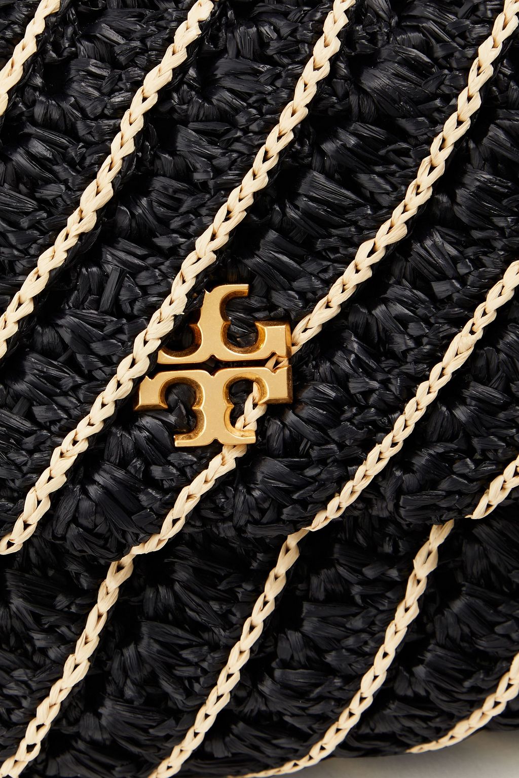 TORY BURCH Kira Schultertasche aus Raffiabastimitat mit Streifen