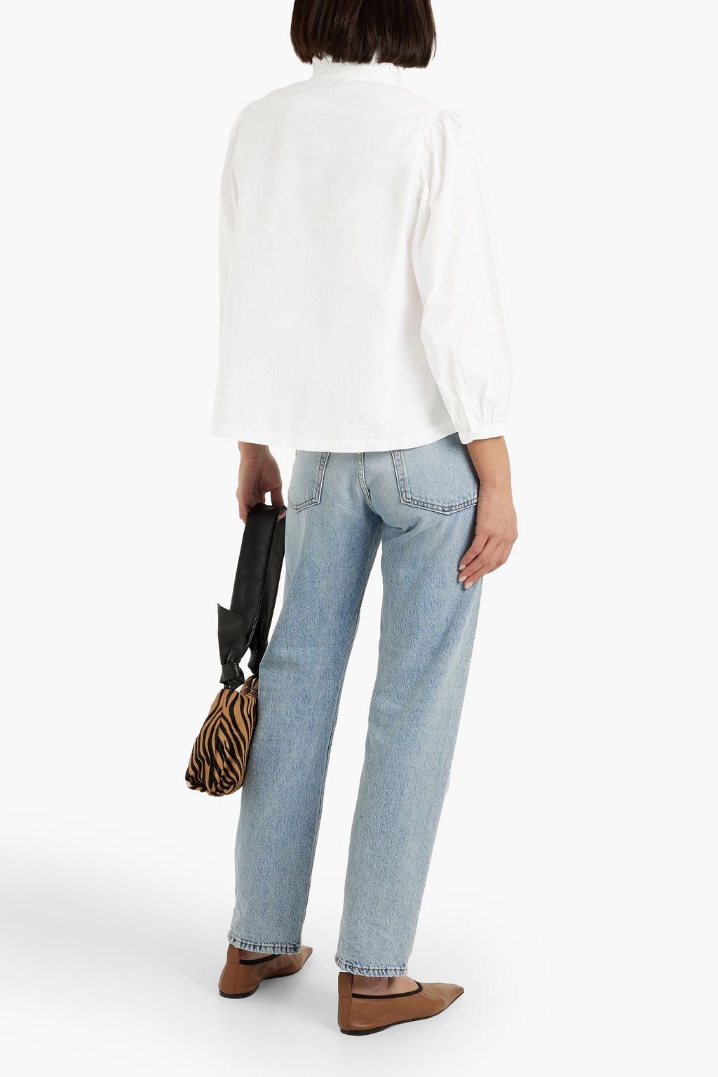 NILI LOTAN Ashlyn broderie anglaise-trimmed cotton-poplin shirt