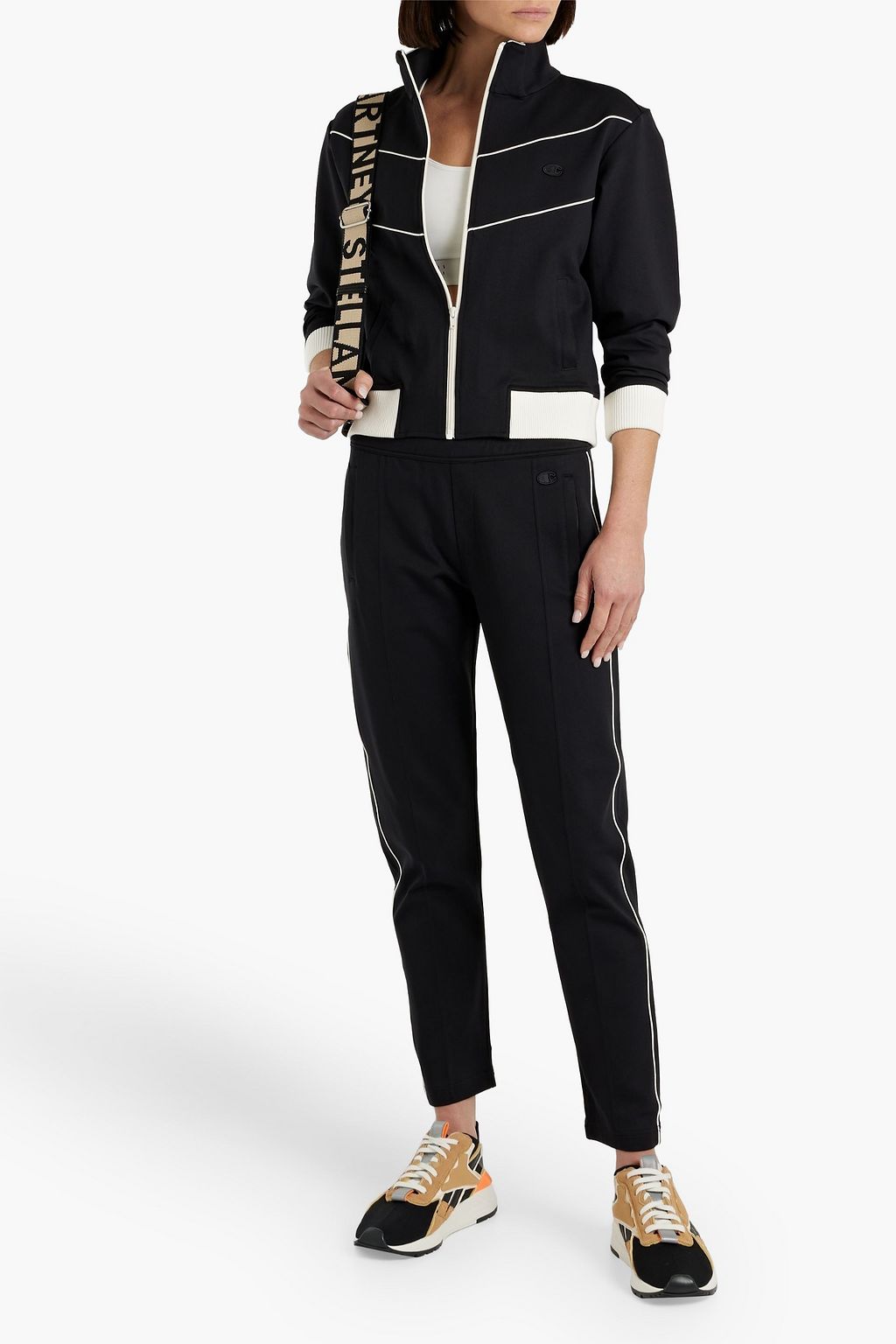 Two tone jersey jacket black XS