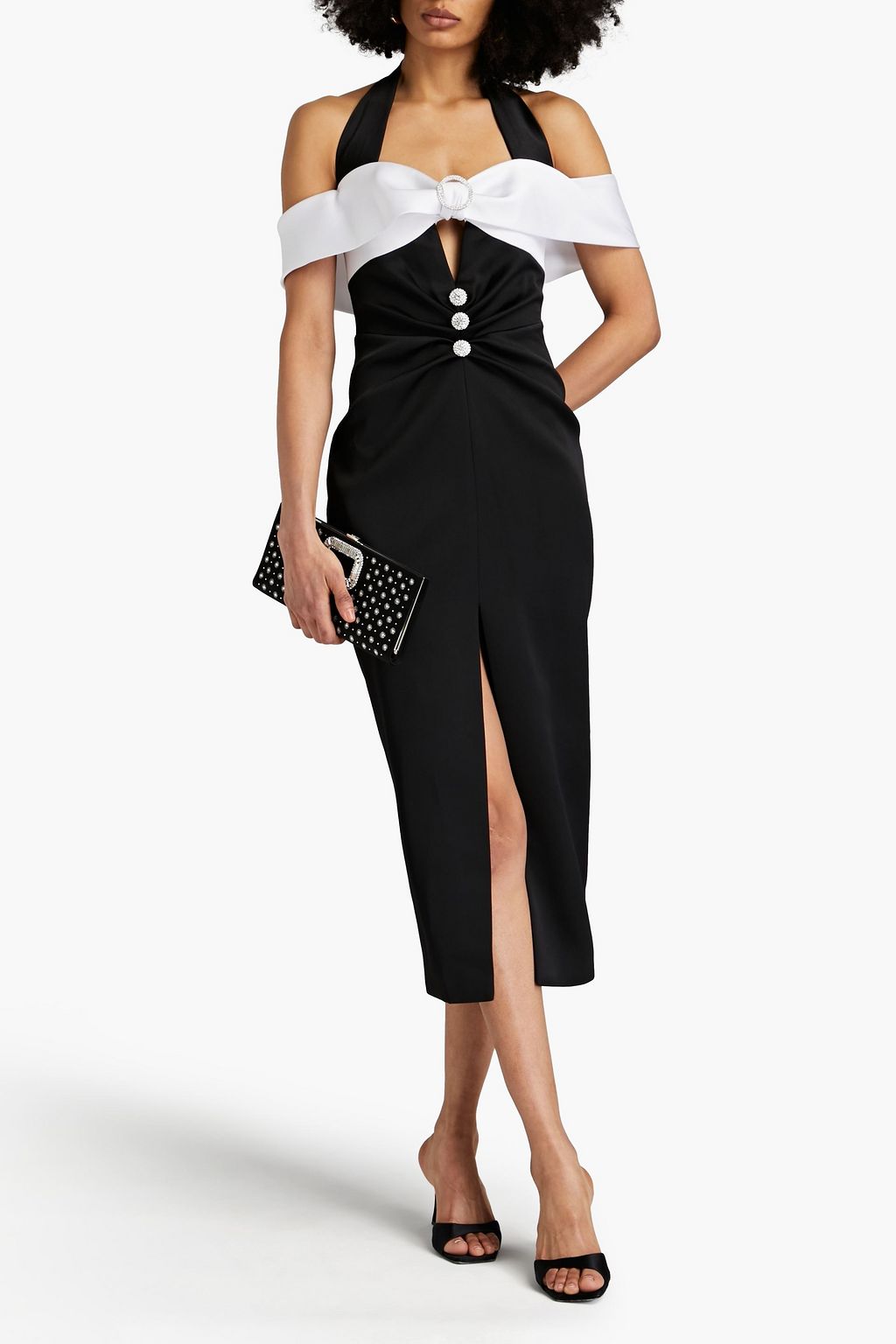 Romanio Cutout Belted Midi Dress - Grey