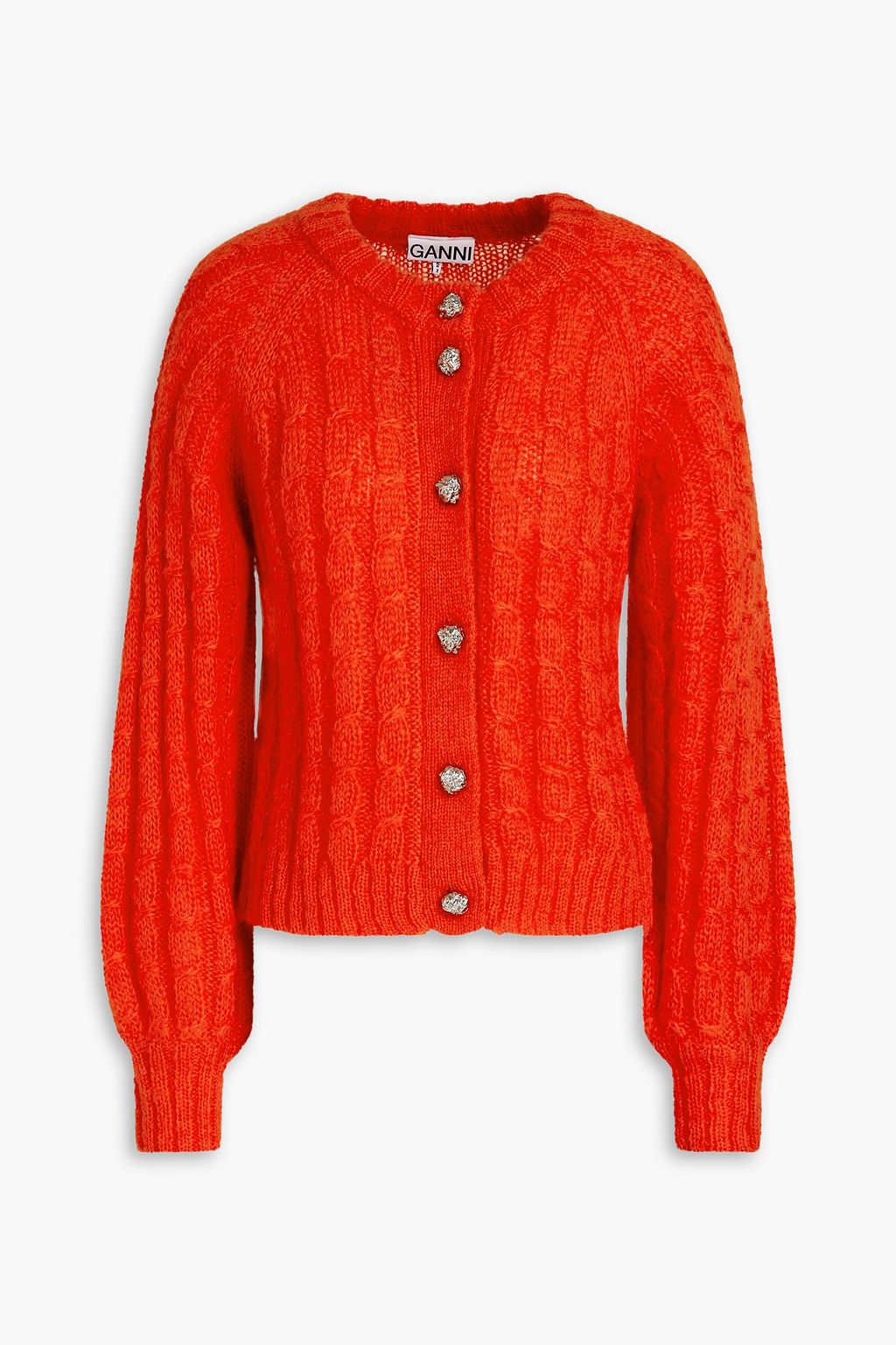 GANNI Cable-knit mohair-blend cardigan