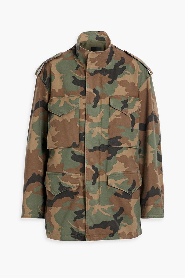 Camouflage cotton-blend twill jacket