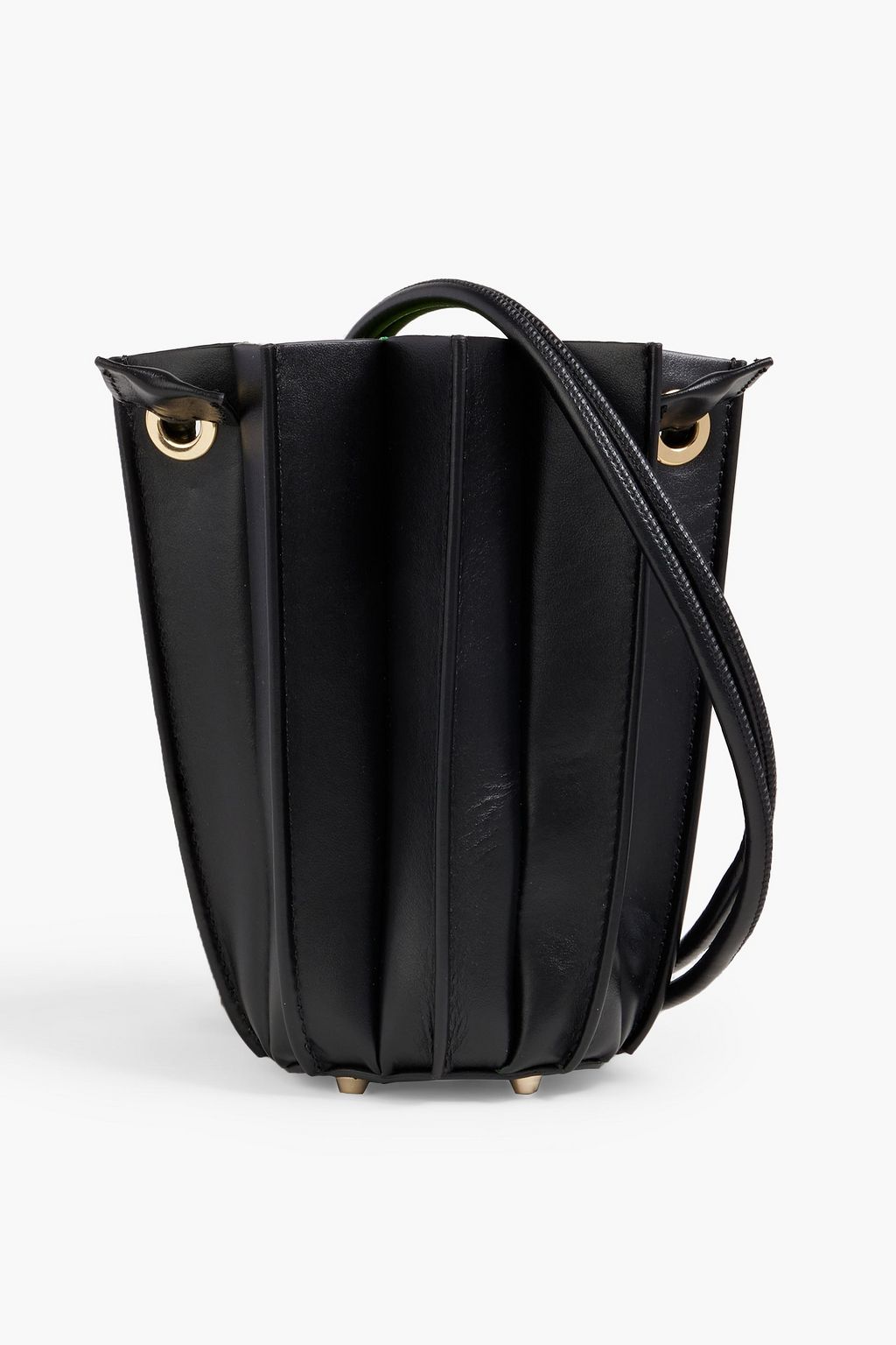 SARA BATTAGLIA Plissé Mini XS leather bucket bag | THE OUTNET