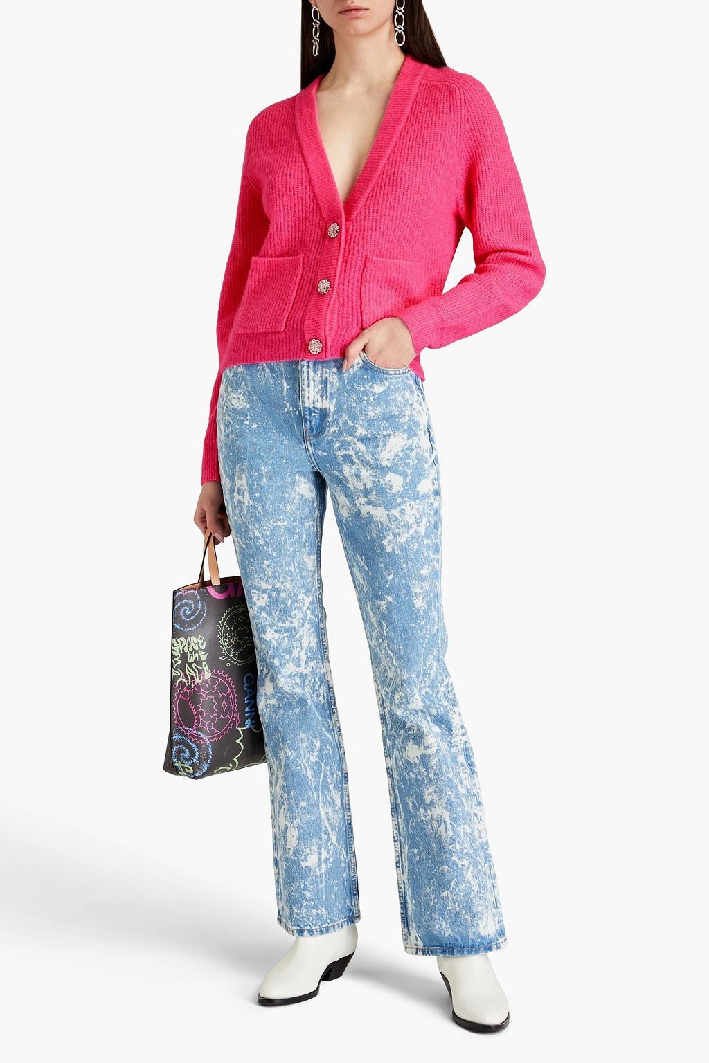 GANNI Brushed knitted cardigan