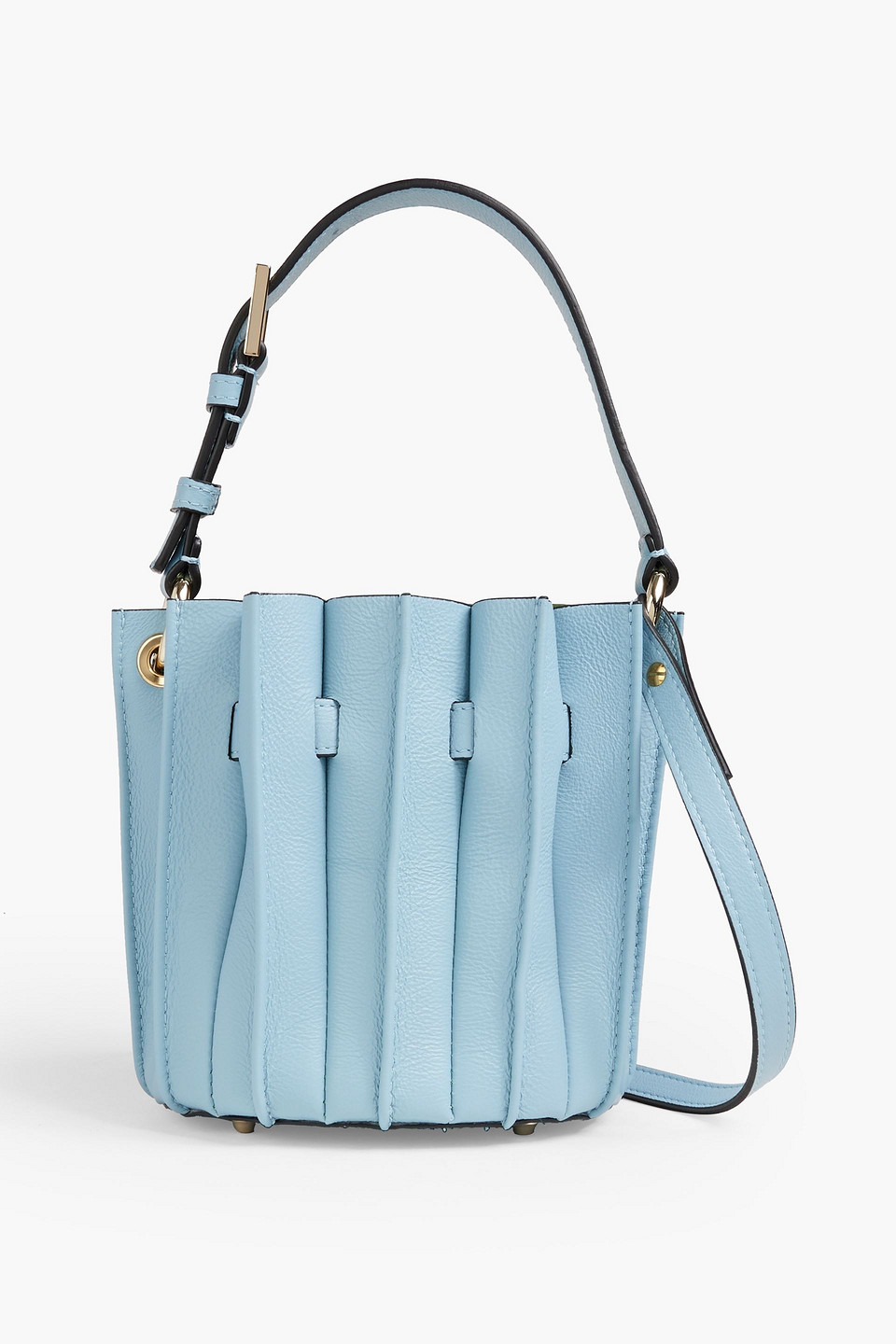 Plissé Mini leather bucket bag