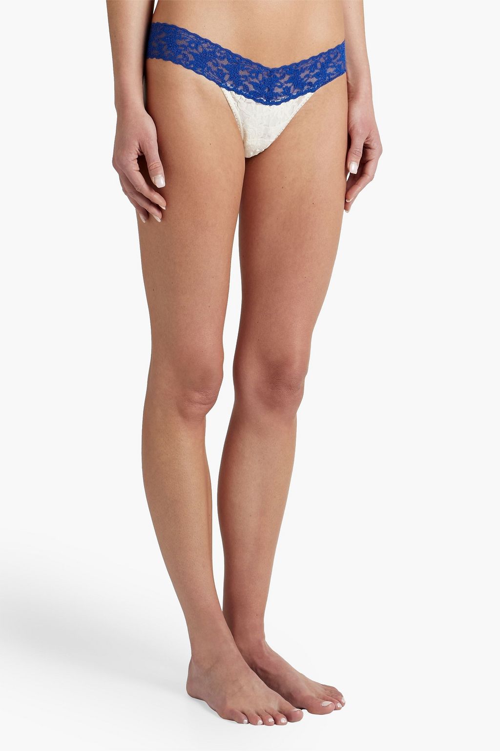 HANKY PANKY Signature set of three two-tone stretch-lace thongs