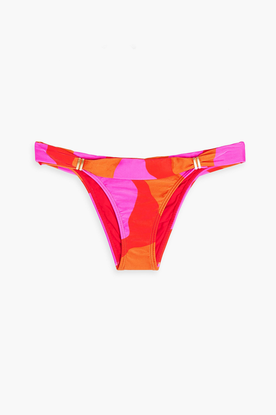 Vix Paula Hermanny Artsy Bia Printed Embellished Low-rise Bikini Briefs In Orange