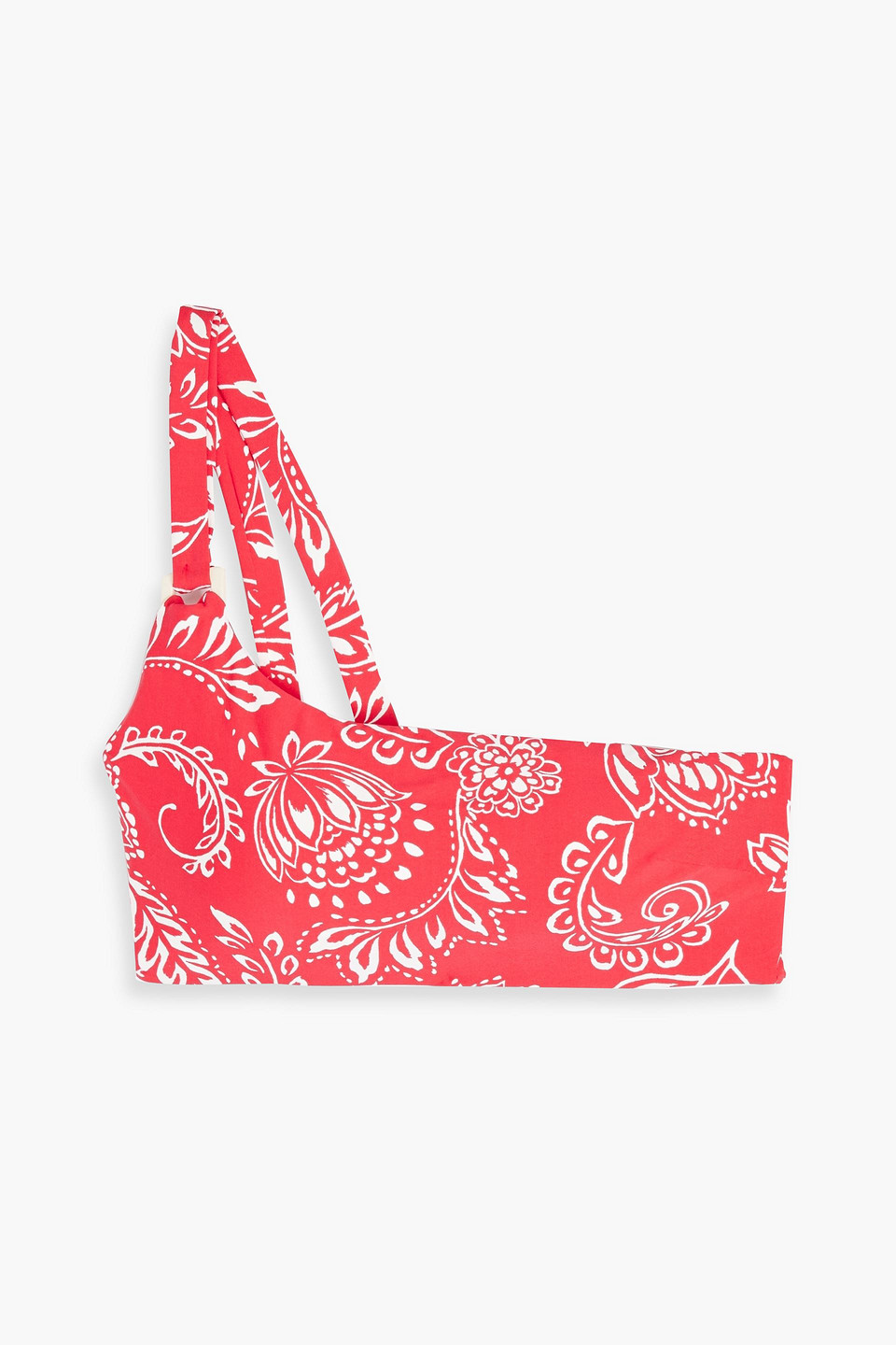 Seafolly Folklore One-shoulder Printed Bikini Top In Tomato Red