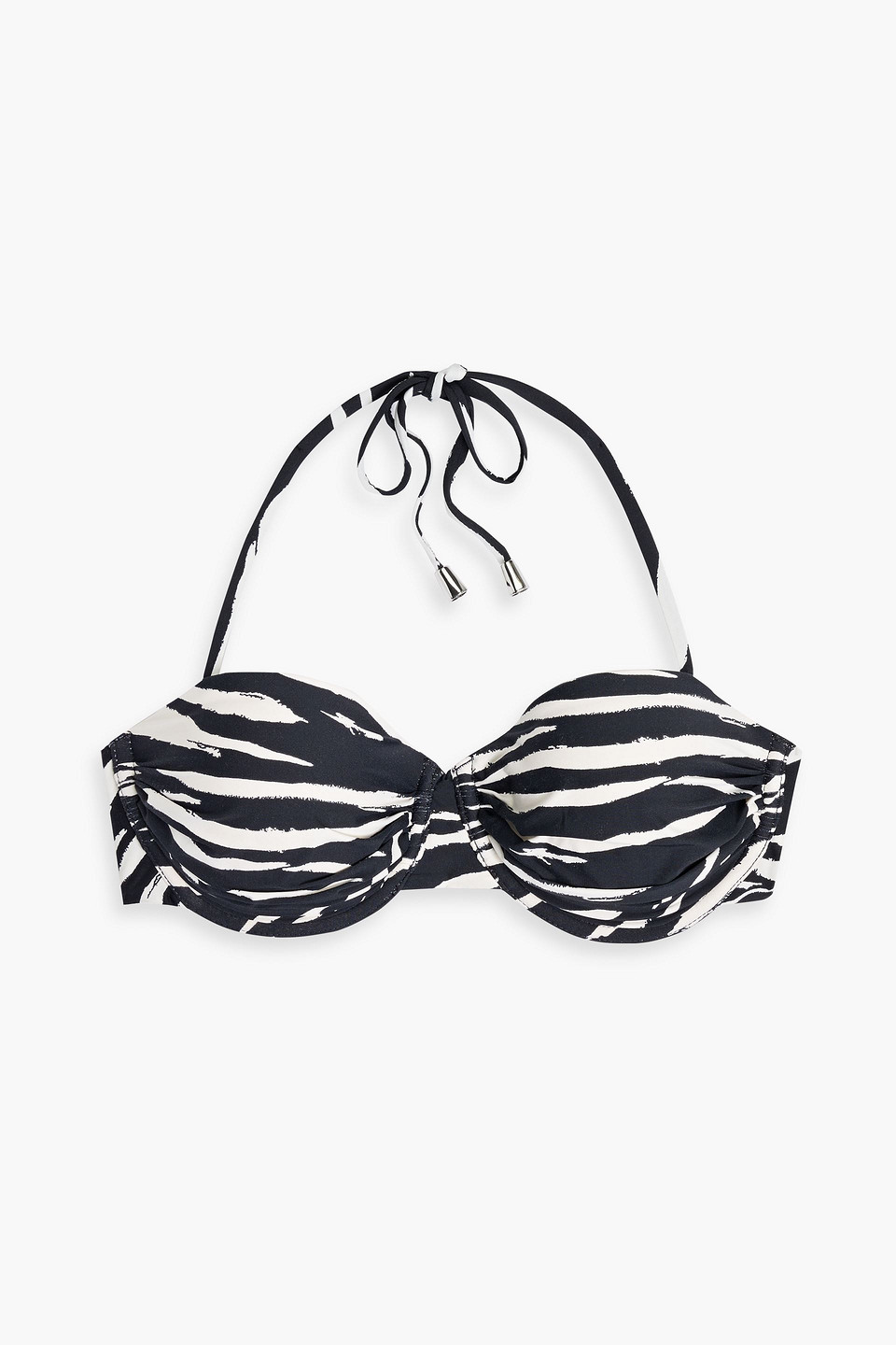 Seafolly Skin Deep Gathered Zebra-print Underwired Bikini Top In Animal Print