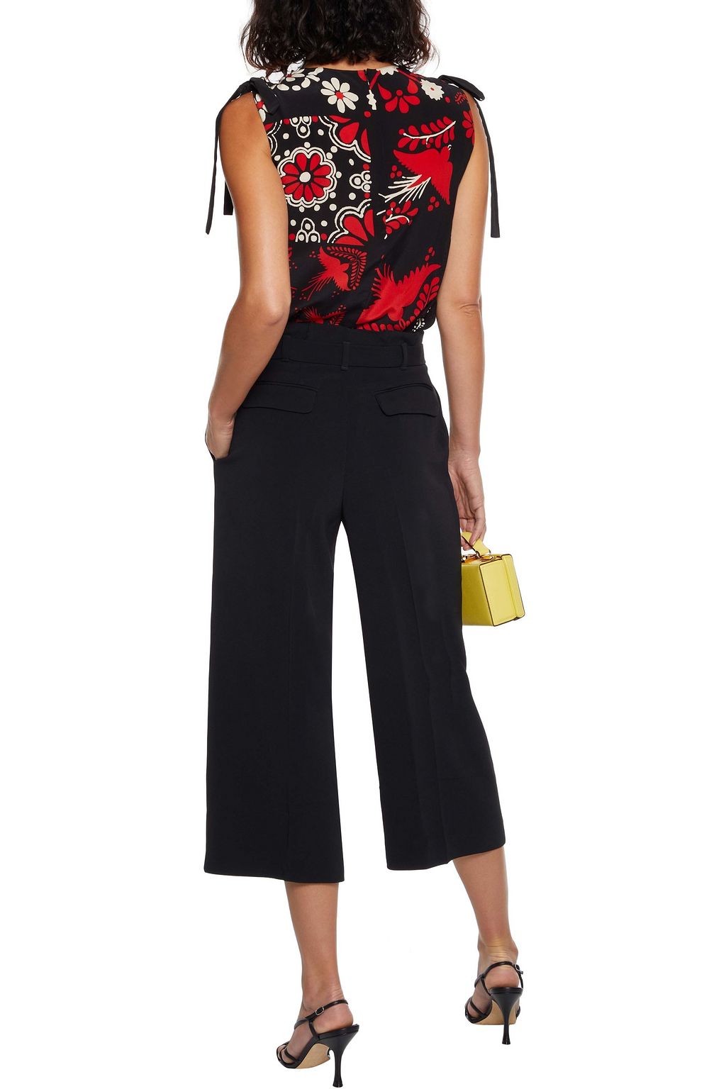 REDVALENTINO Cropped belted stretch-crepe straight-leg pants