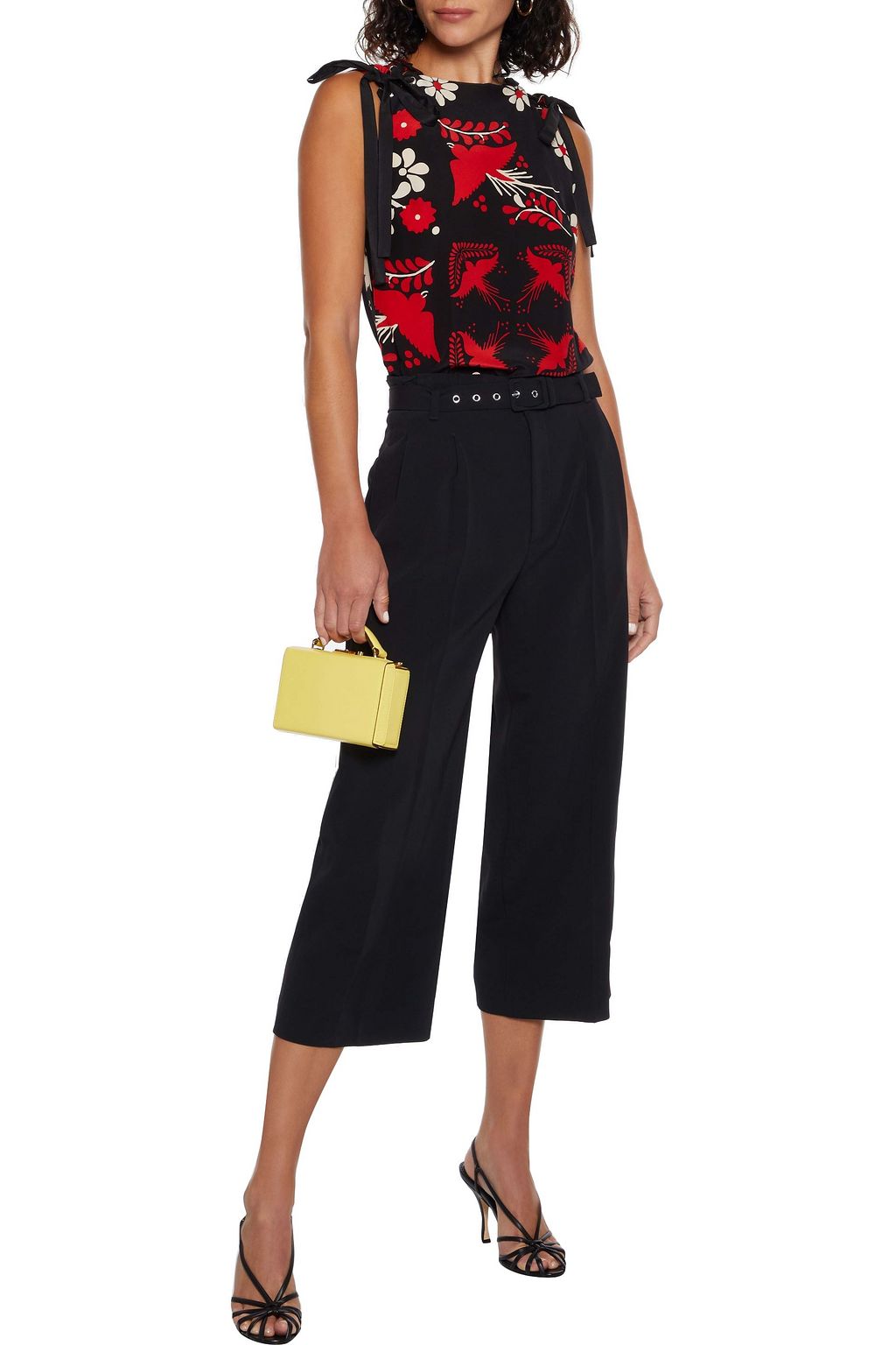 REDVALENTINO Cropped belted stretch-crepe straight-leg pants