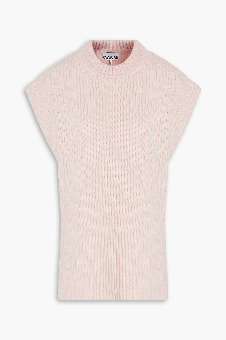 GANNI RIBBED WOOL-BLEND VEST 3074457345635658146