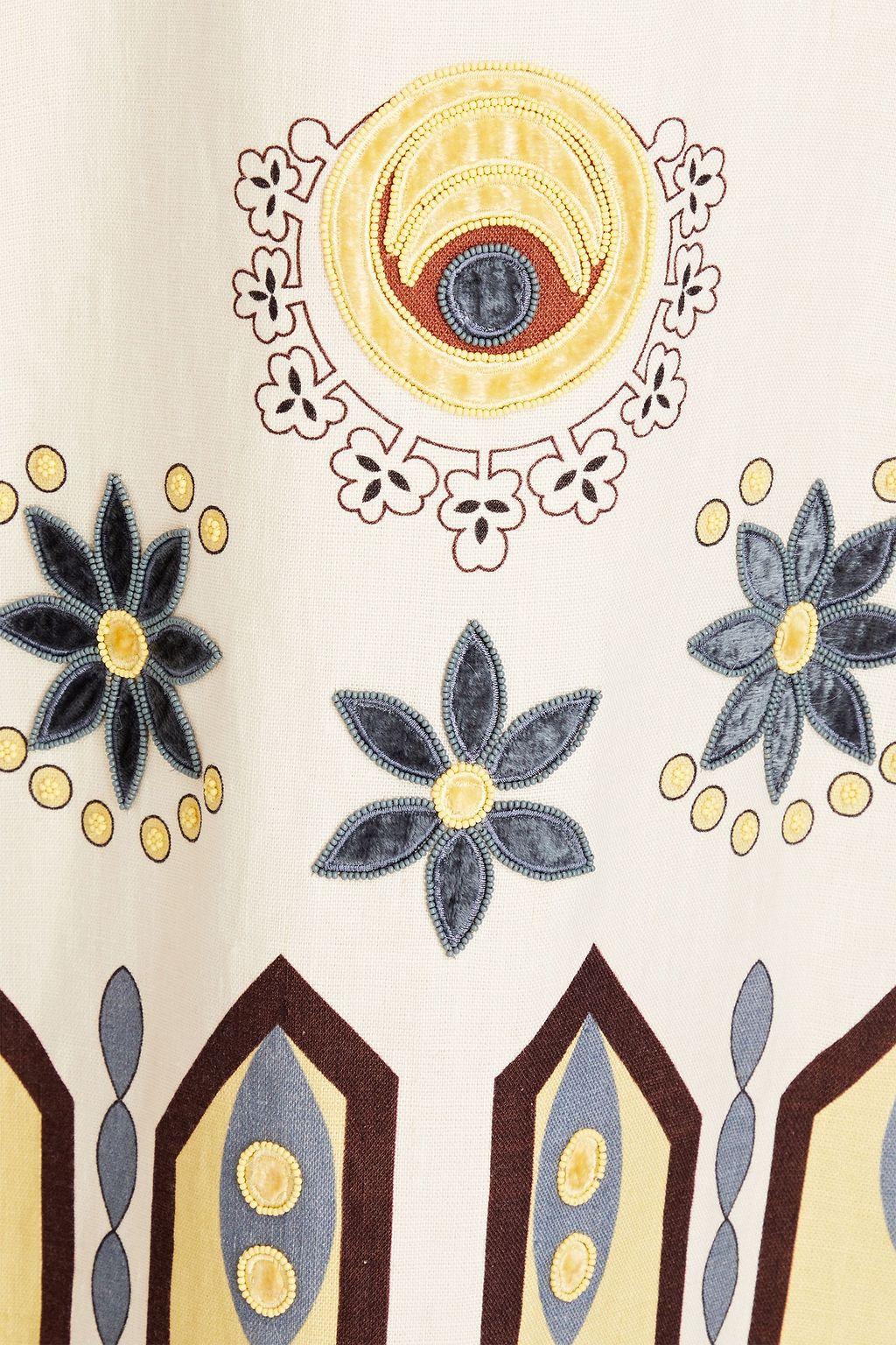 TORY BURCH قفطان من الكتان المطرز والمزين بزخارف