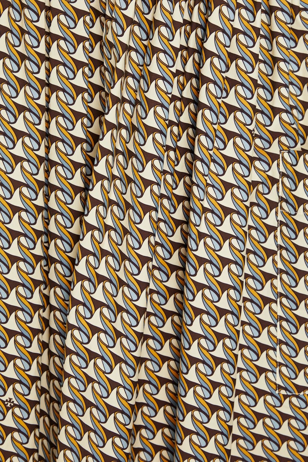 TORY BURCH Gathered printed cotton-poplin midi dress
