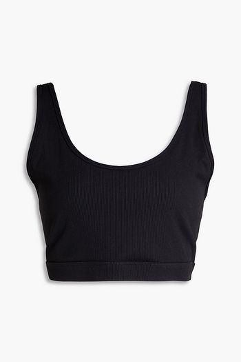 ALL ACCESS Chorus jacquard-trimmed metallic stretch sports bra