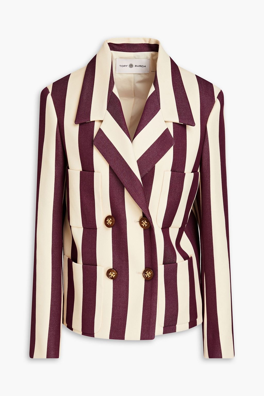 TORY BURCH Striped wool and cotton-blend blazer | Sale up to 70% off | THE  OUTNET