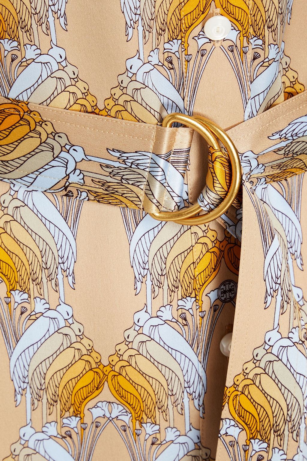 TORY BURCH Printed silk-satin midi shirt dress