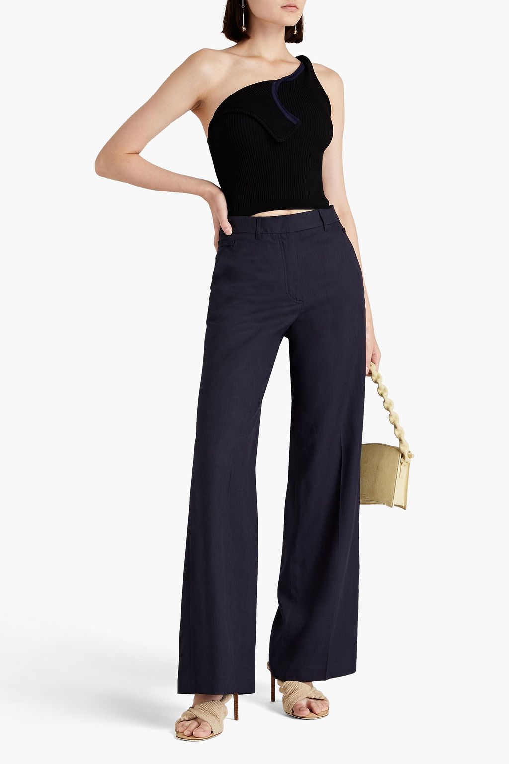 JACQUEMUS 원 숄더 리브 니트 탑
