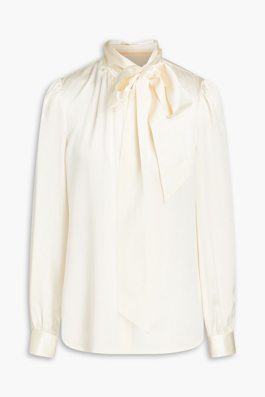 TORY BURCH Pussy-bow gathered silk-satin blouse | Sale up to 70% off | THE  OUTNET