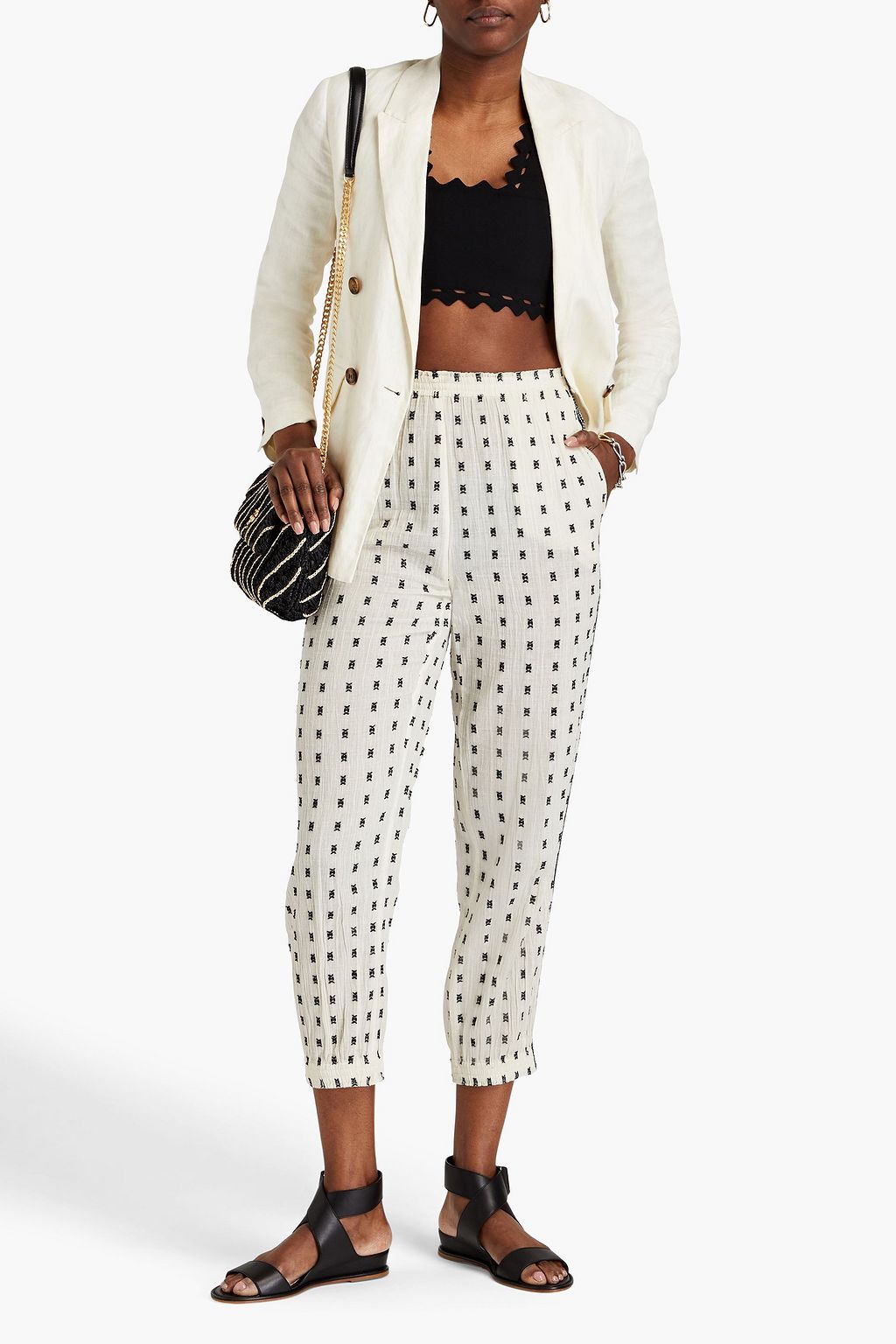 TORY BURCH 필 쿠페 코튼 거즈 테이퍼드 팬츠