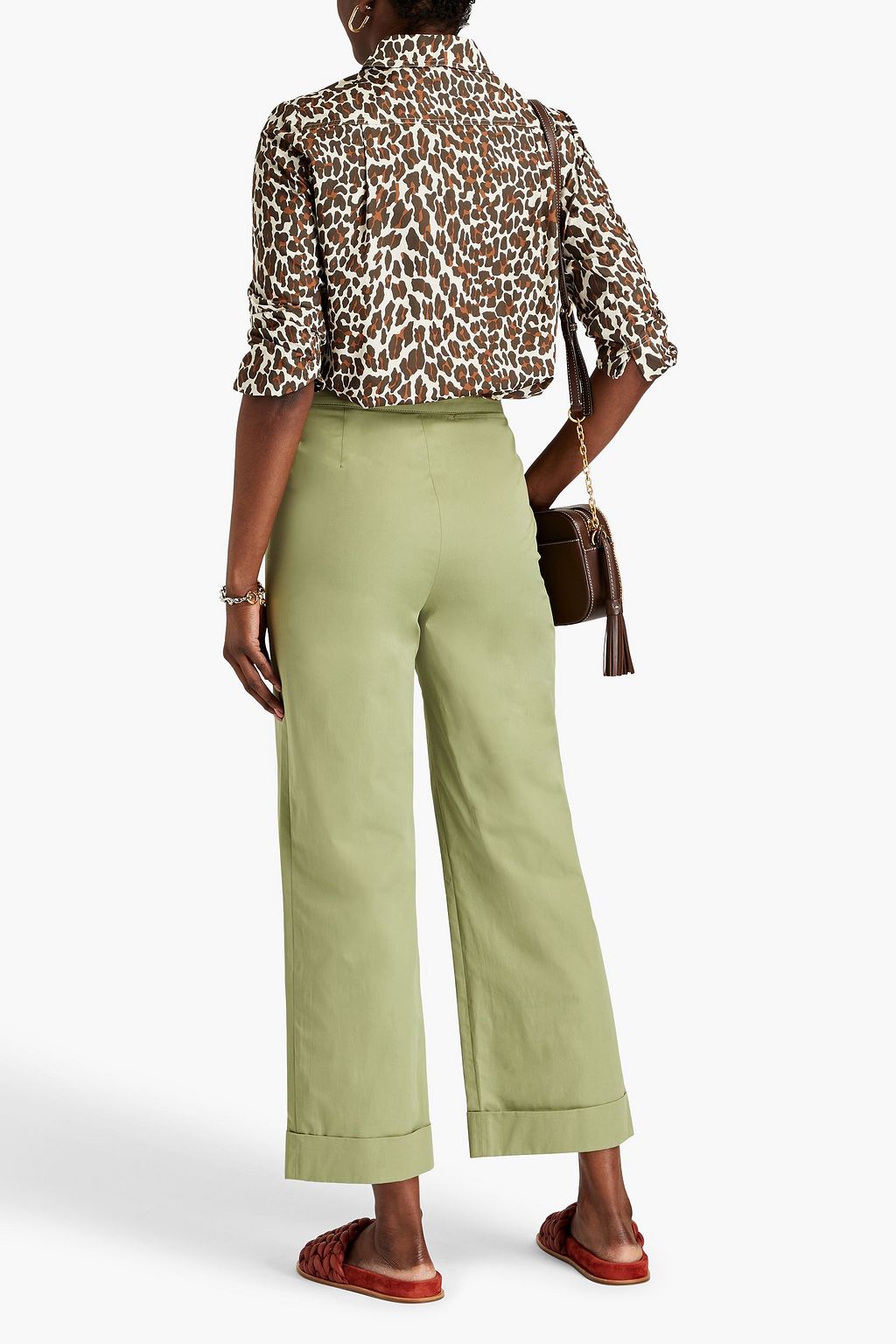 TORY BURCH Cropped Hose mit weitem Bein aus Baumwoll-Twill