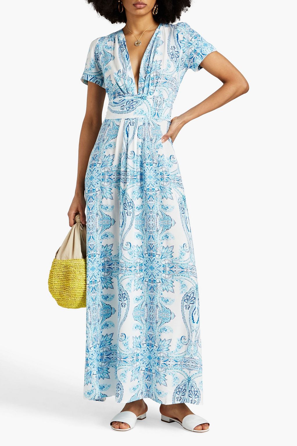 MELISSA ODABASH Petunia paisley-print voile maxi dress