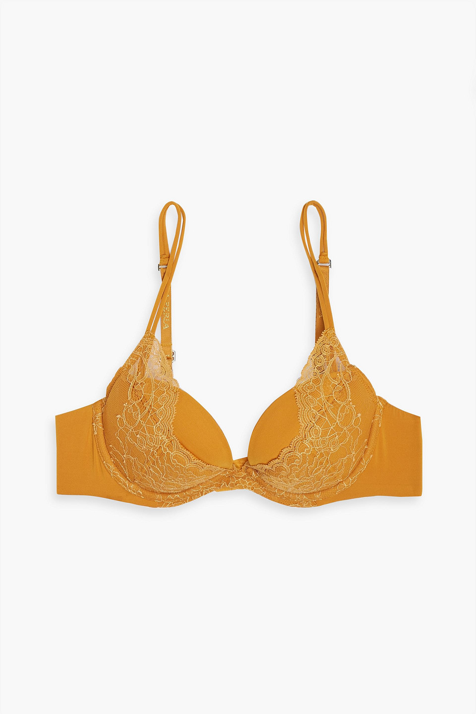 Corded lace-paneled stretch-jersey underwired balconette bra