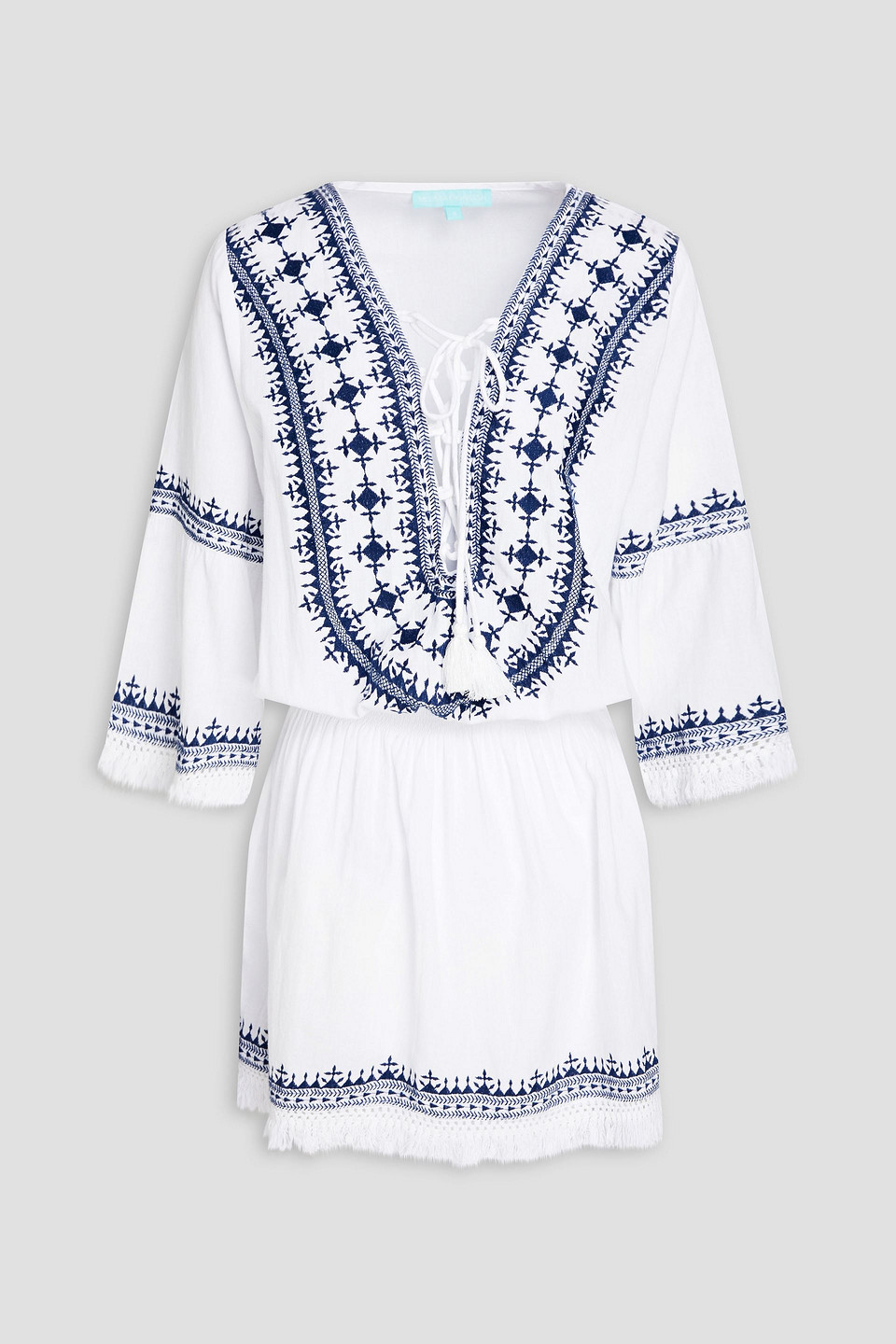 Melissa Odabash Martina White/navy Short Dress In White
