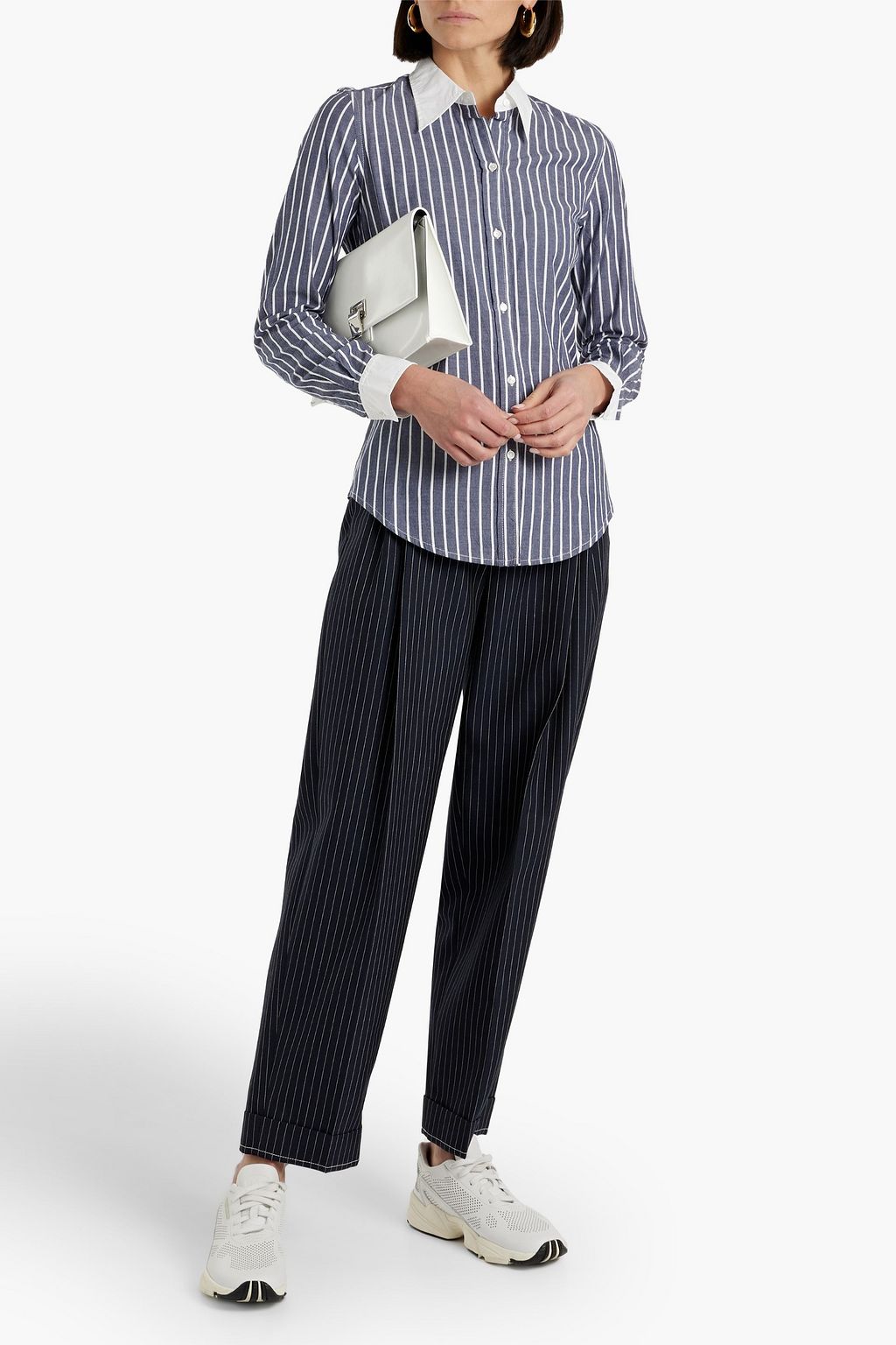 NILI LOTAN Hailey striped cotton-poplin shirt