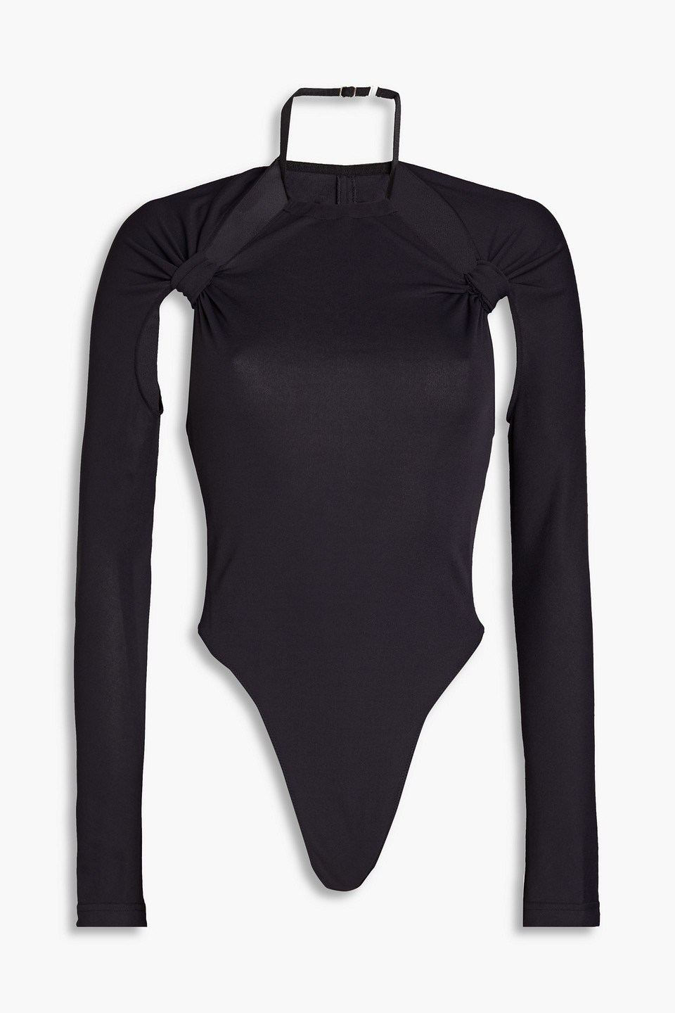 Jacquemus Nodi Cutout Knotted Jersey Bodysuit In Midnight Blue