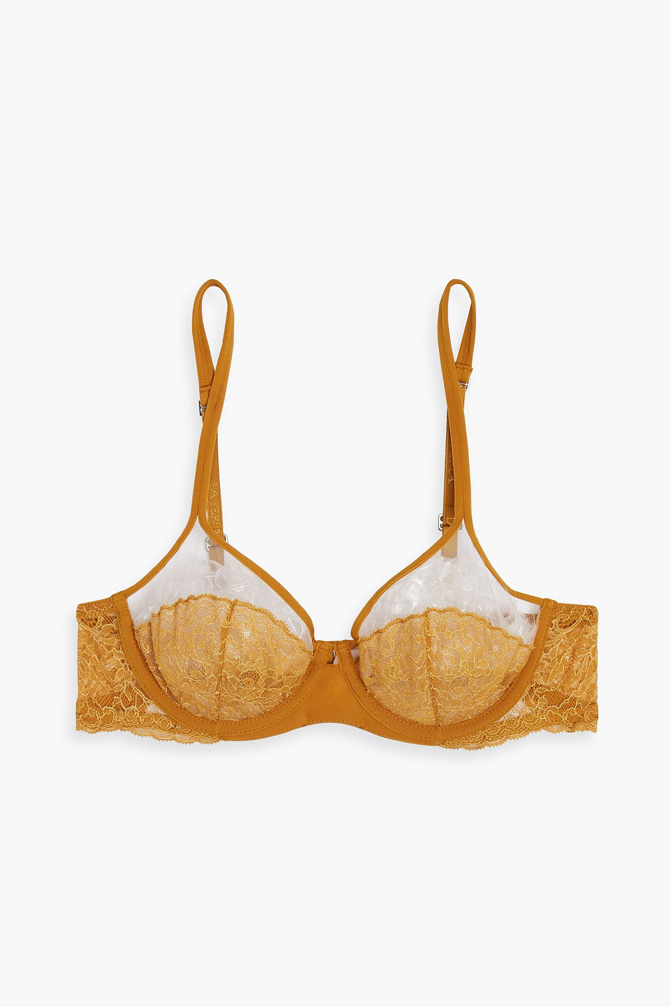 Chantilly lace and tulle underwired bra