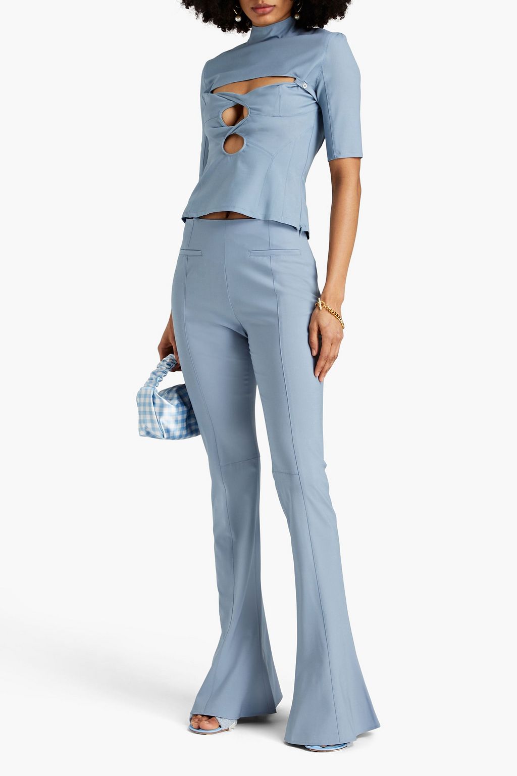JACQUEMUS 트위스트 프런트 컷아웃 스트레치 울 탑