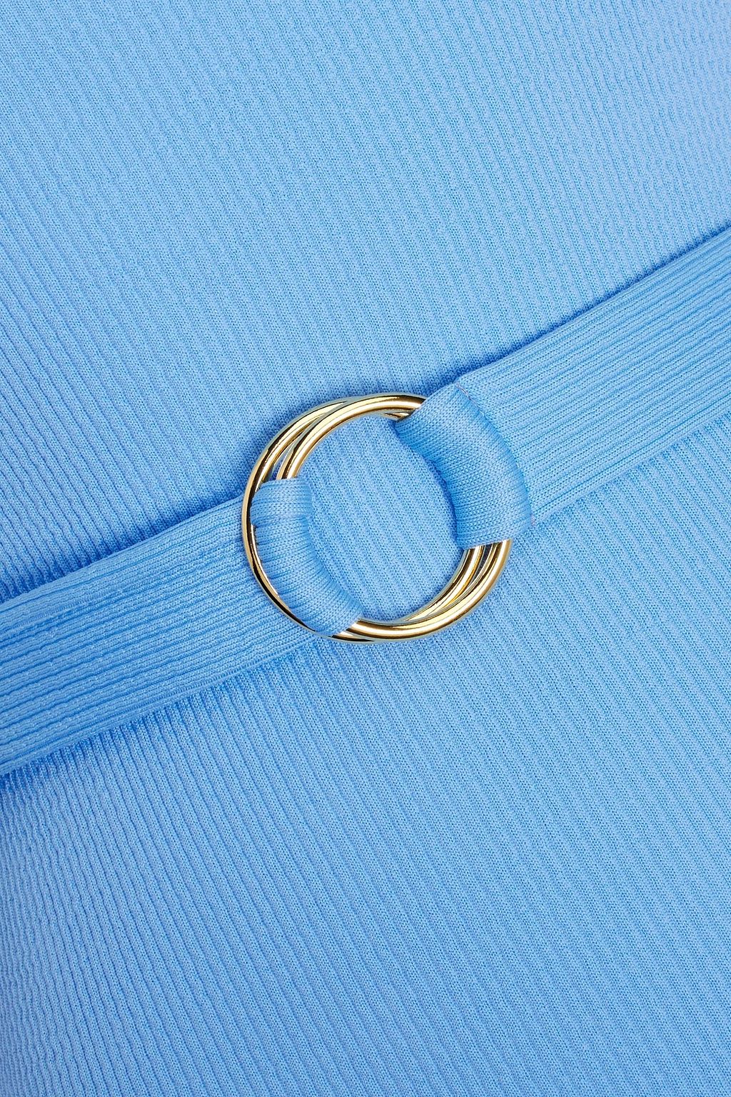MELISSA ODABASH Rio belted stretch-seersucker swimsuit