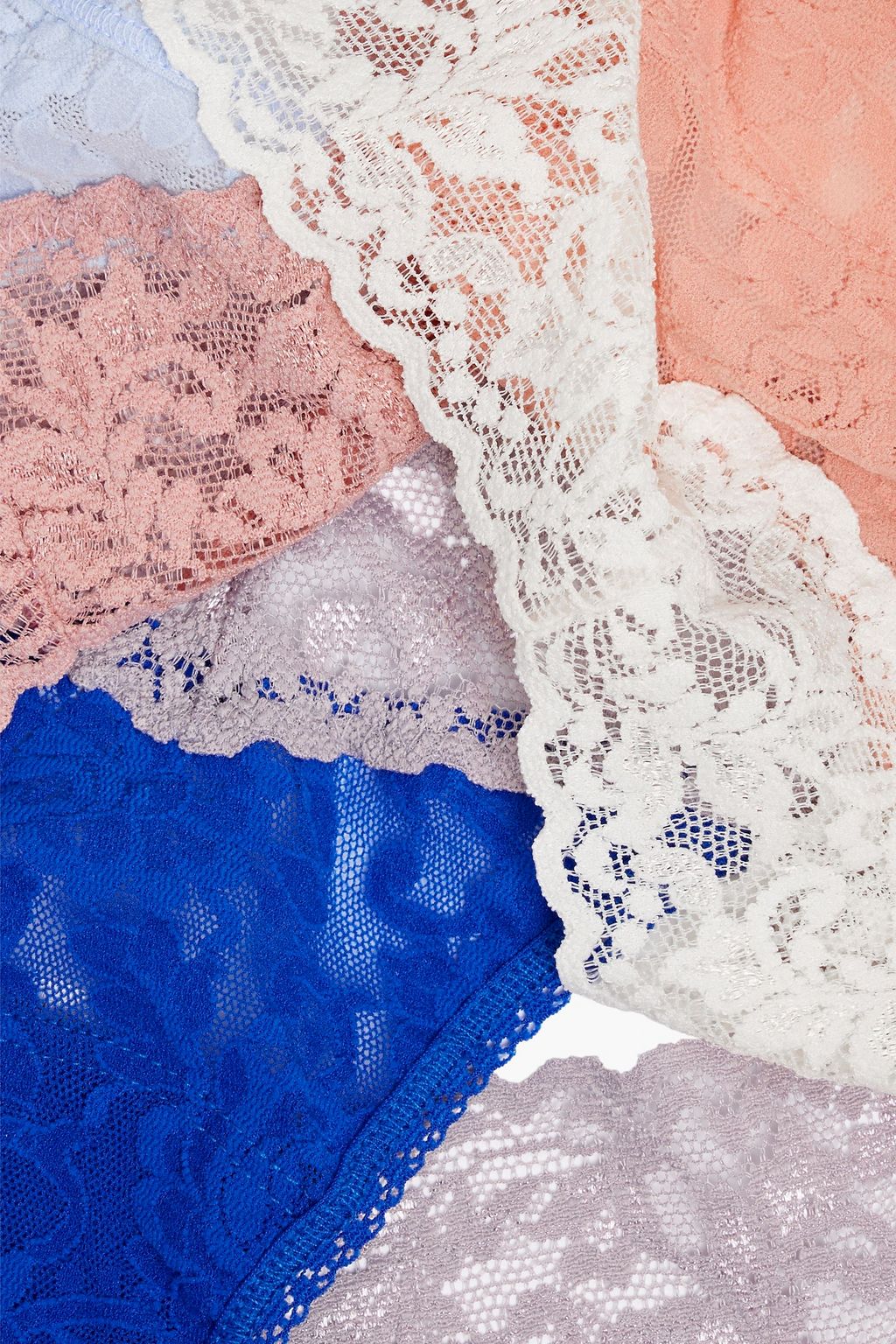 HANKY PANKY Signature set of three two-tone stretch-lace thongs
