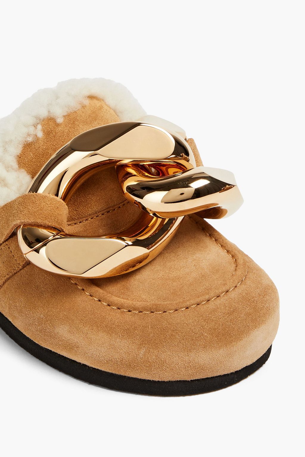 JW ANDERSON Chain-embellished suede slippers