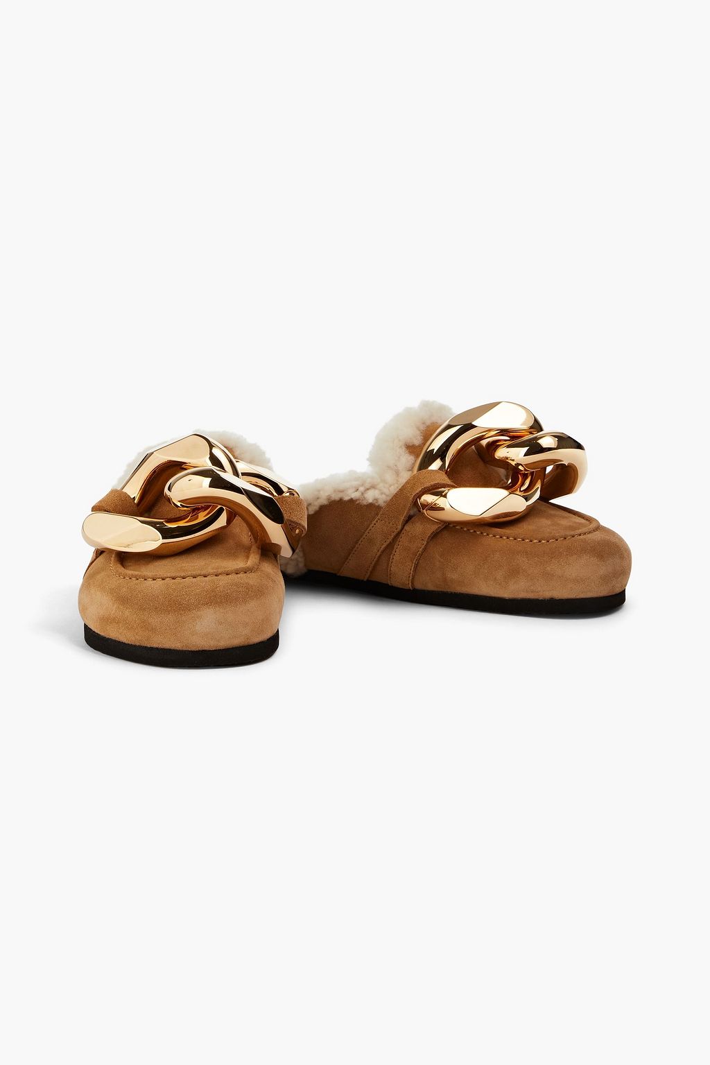 JW ANDERSON Chain-embellished suede slippers
